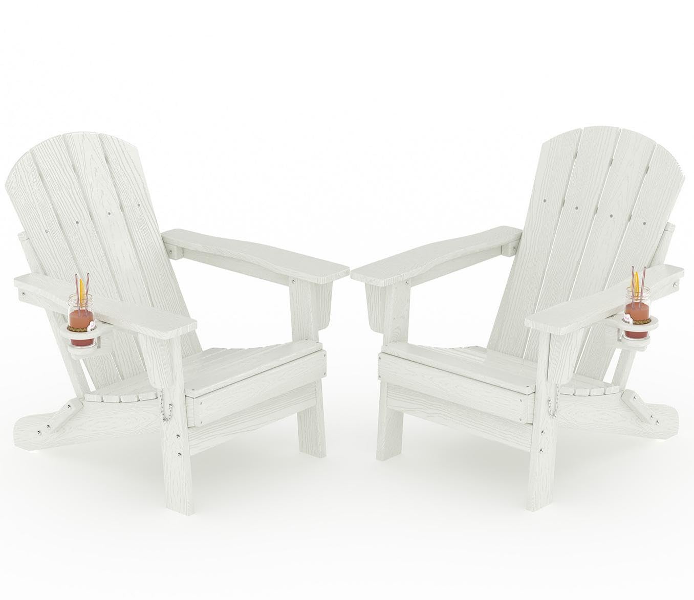 HDPE Collapsible Adirondack Chair Durable Patio Chair with Cup Holder for Lawn