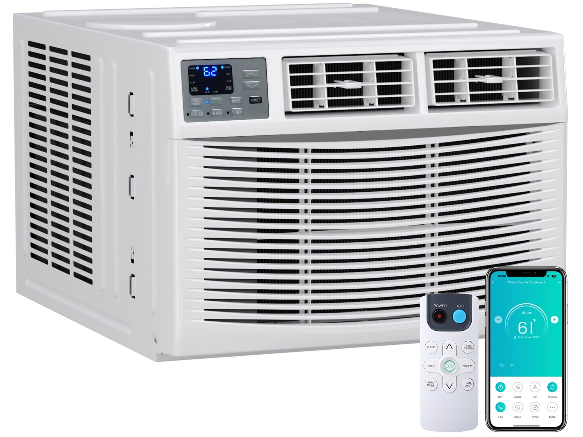 23200 BTU Window Air Conditioner & Heater Combo Remote & Smart WiFi 1500 Sq.Ft