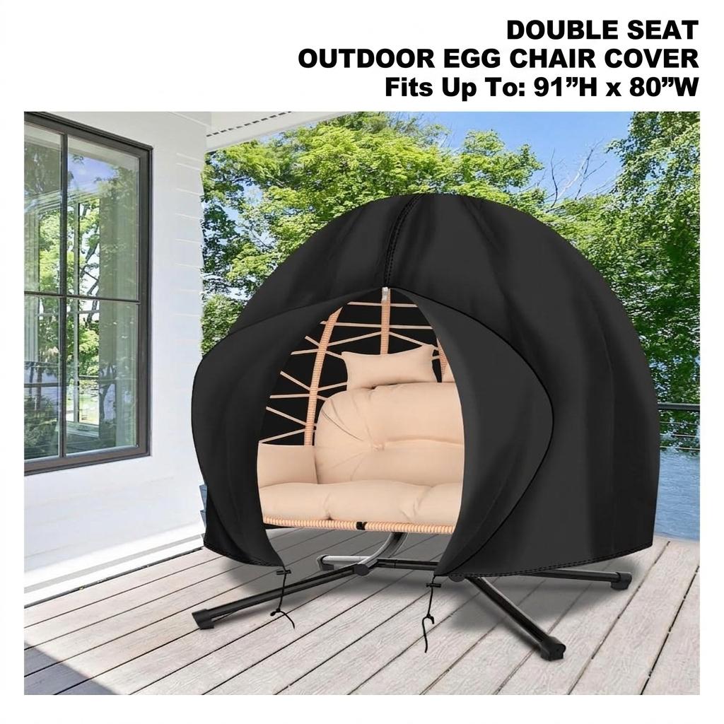 Foldable outdoor hanging chair cover for easy storage