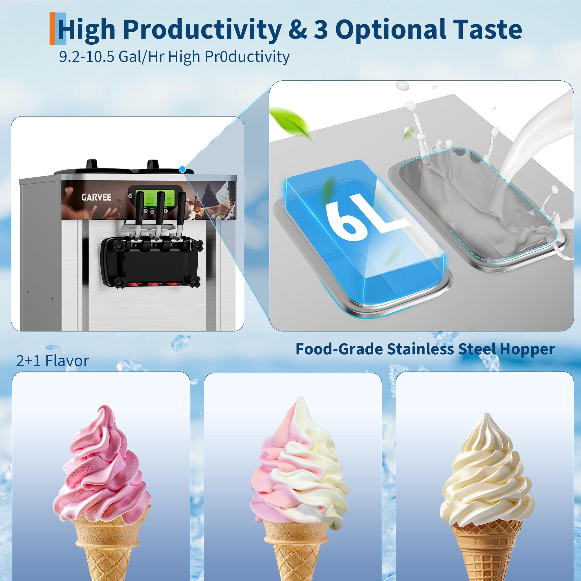 LCD panel showing soft serve settings