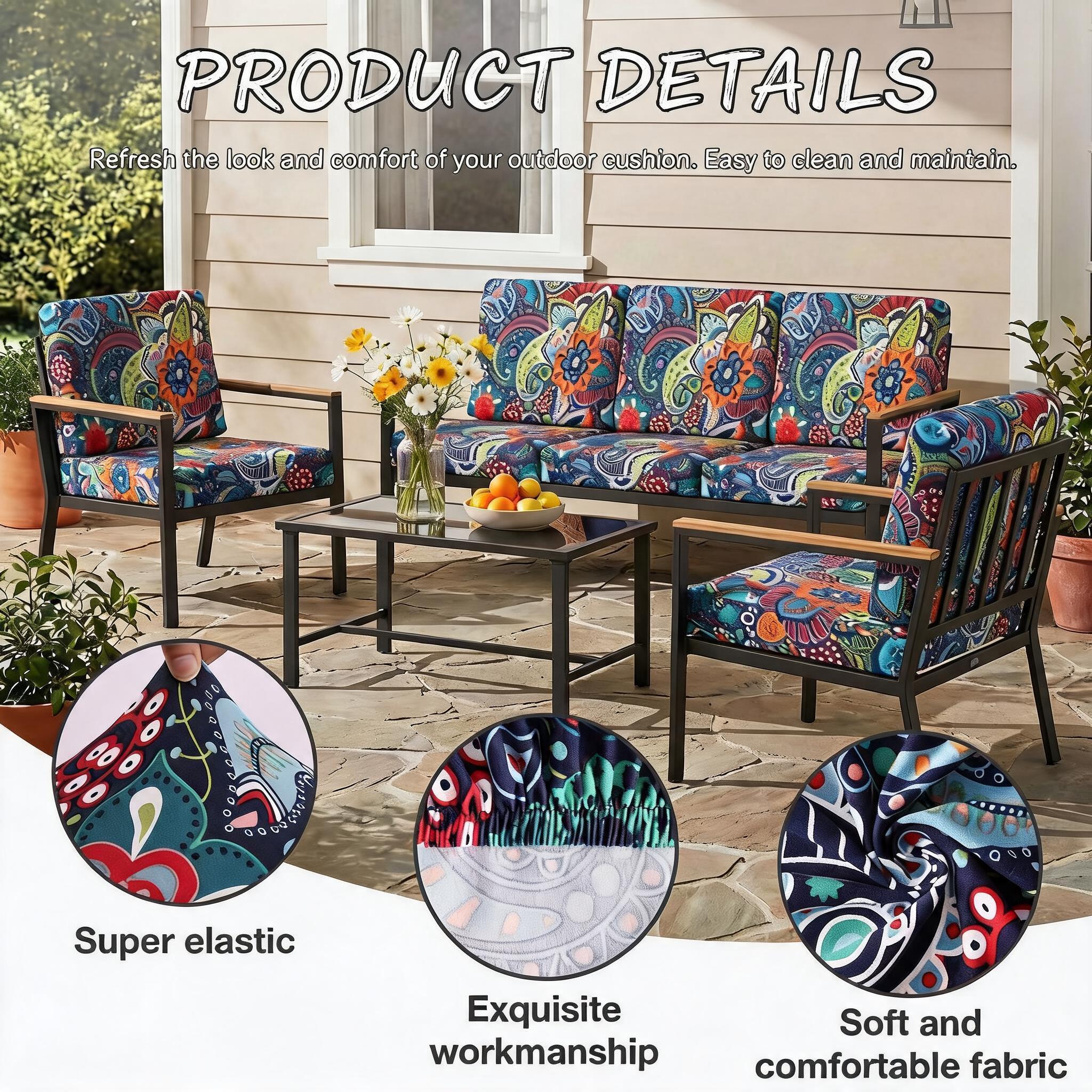 Durable polyester patio chair cushion cover