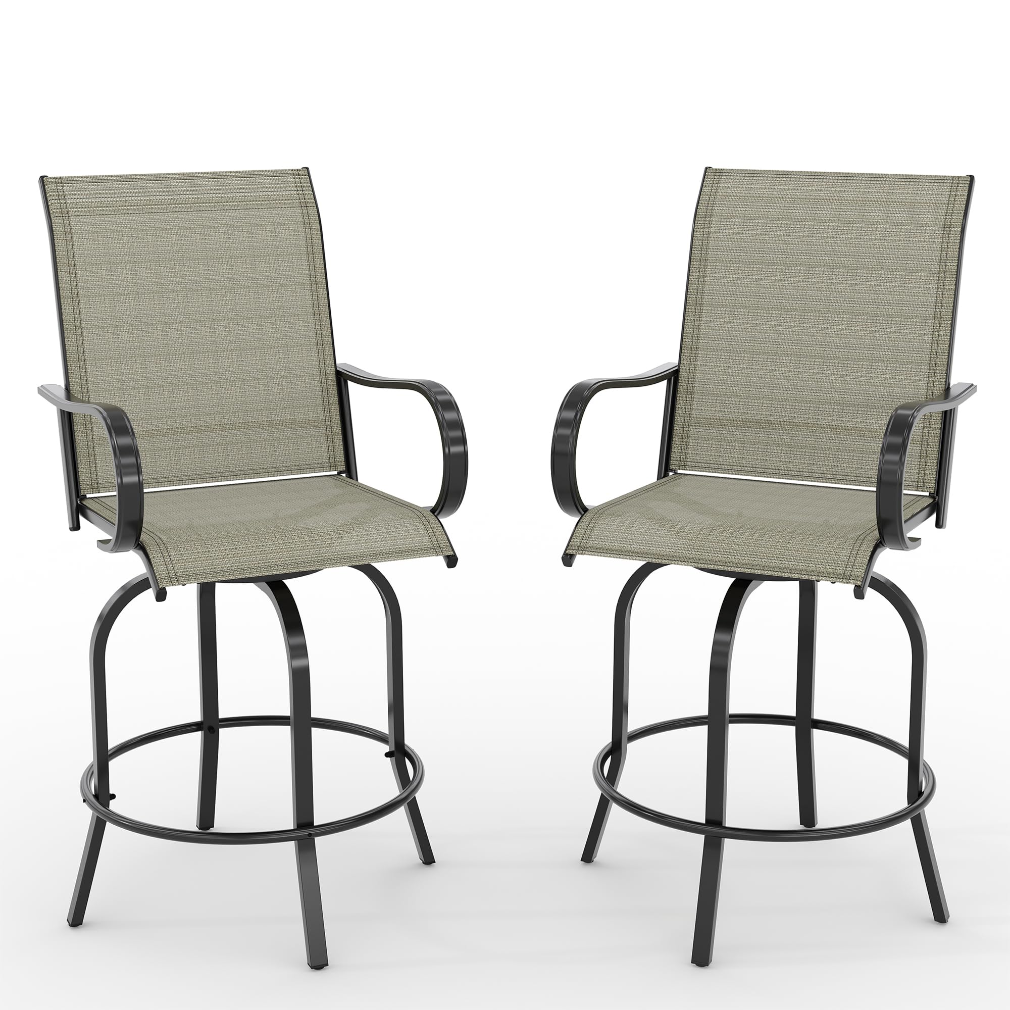 Counter Height Bar Stools Set of 2 Swivel with Arms 27.5in Seat Height Kitchen