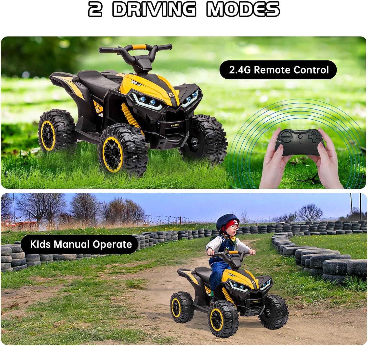 12V Electric Kids ATV Ride On Four Wheeler LED Soft Start Adjustable Speed