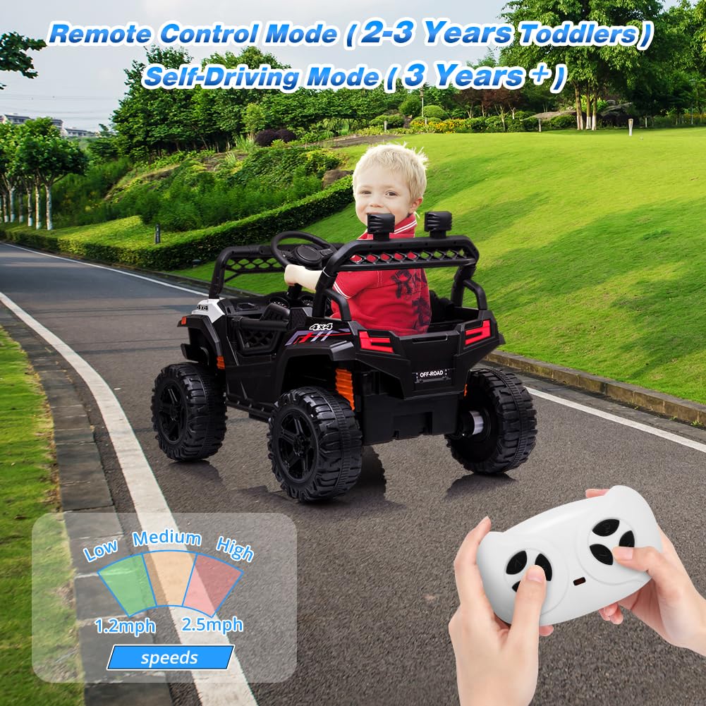 12V Electric Kids Ride On Truck Toy Remote LED Music Spring Suspension