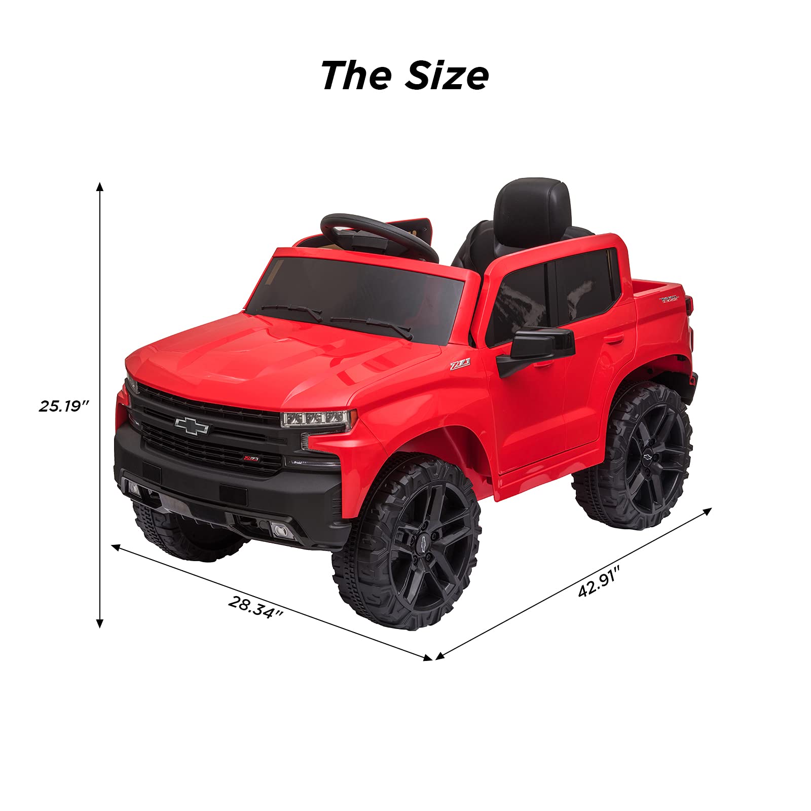 Licensed Chevy Silverado 12V Kids Ride On Truck Remote LED Music Outdoor