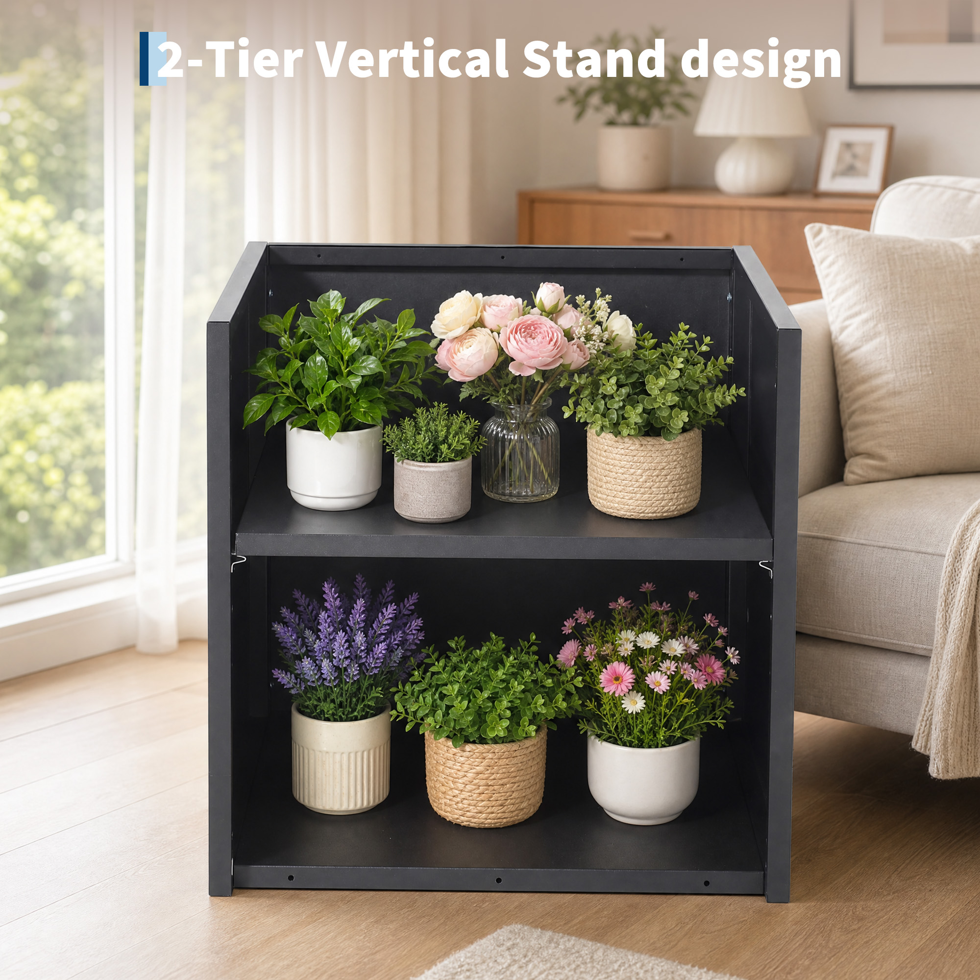 Durable weather-resistant black metal planter