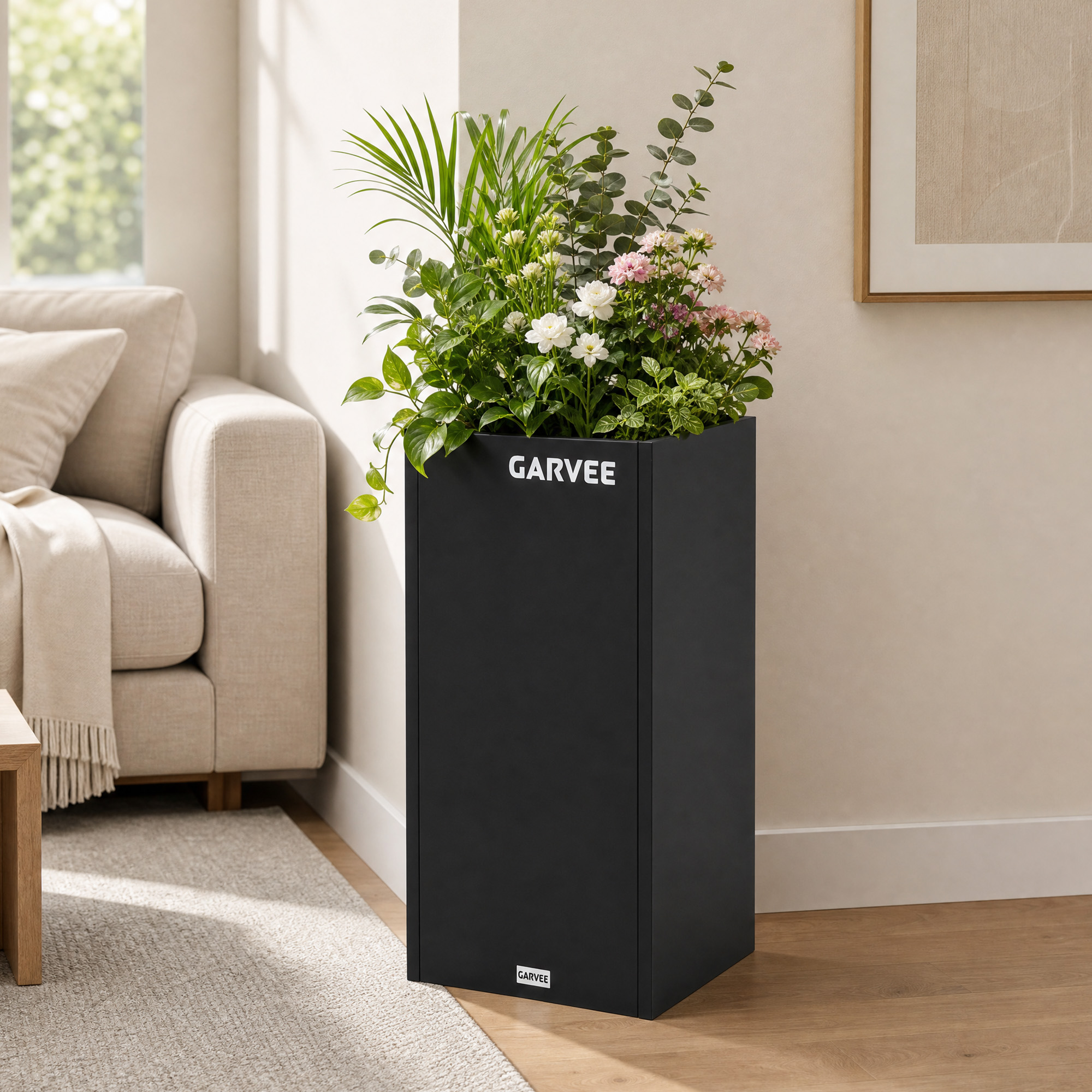 Garvee tall metal planter features and decorative applications