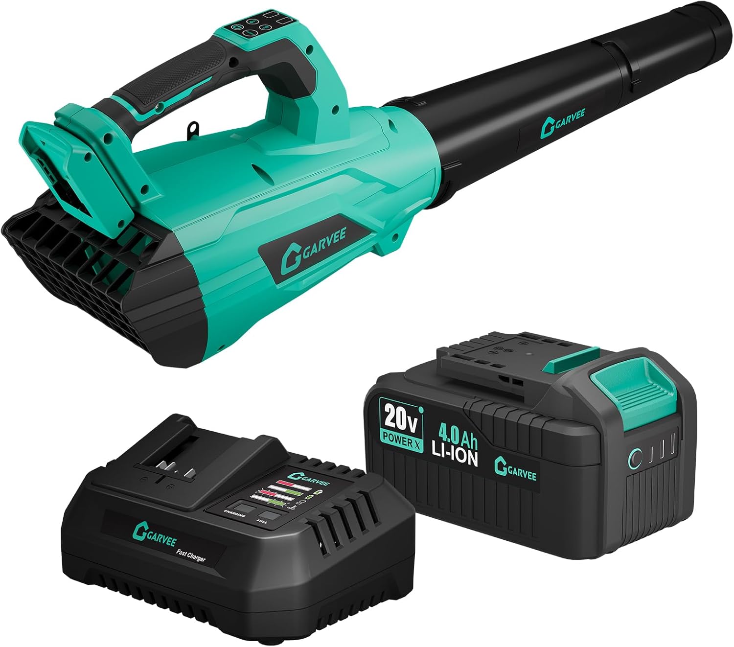 Garvee Wireless Leaf Blower 20V Brushless Motor, 750CFM 250MPH x4.0Ah Battery