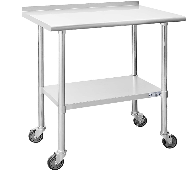 Stainless Steel 60" x 24" NSF Kitchen Restaurant Prep Table w/Backsplash Casters