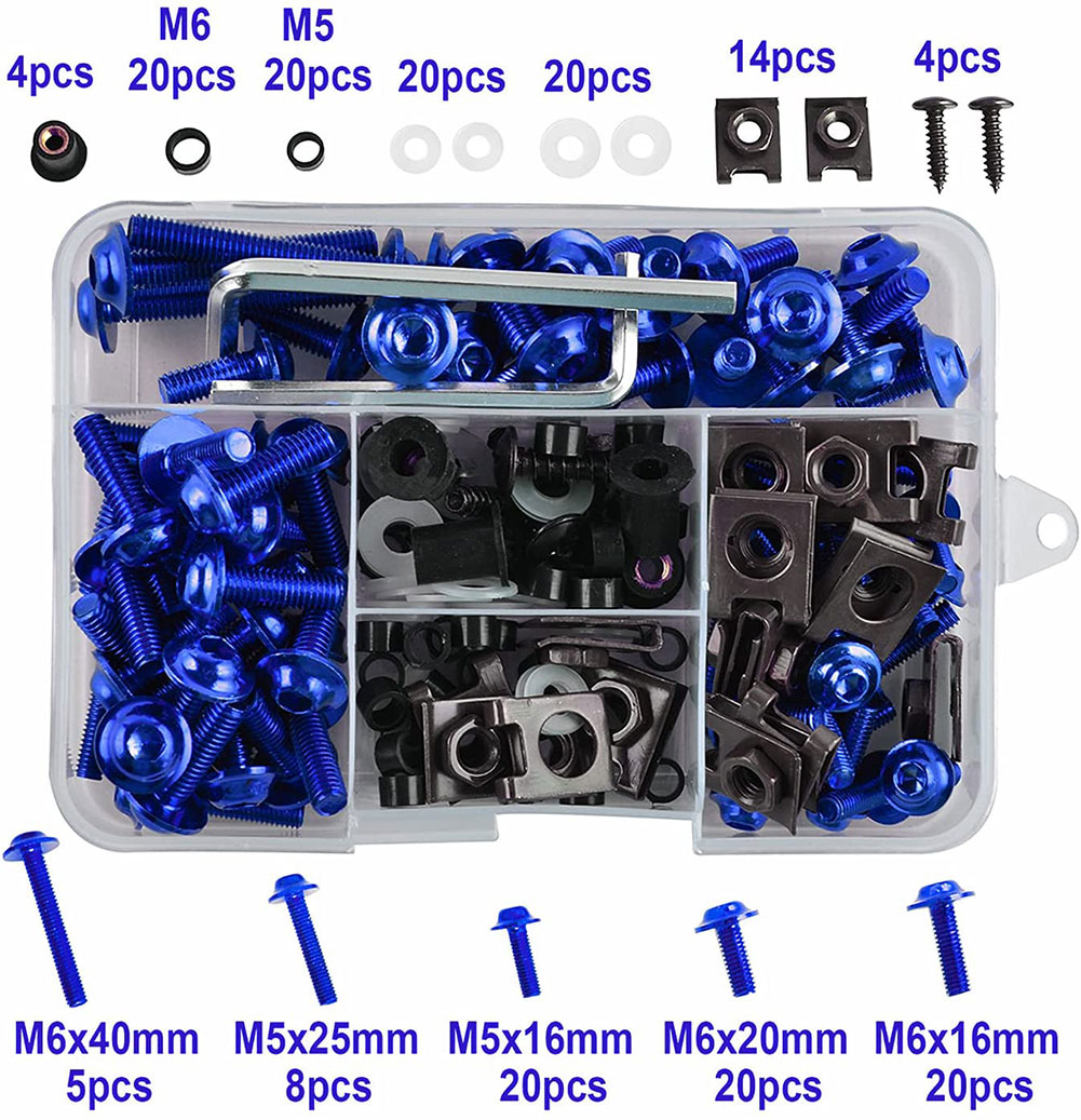 177pcs Motorcycle Sportbike Universal Fairing Bolts Kit Fastener Clips Screws - Picture 20 of 29