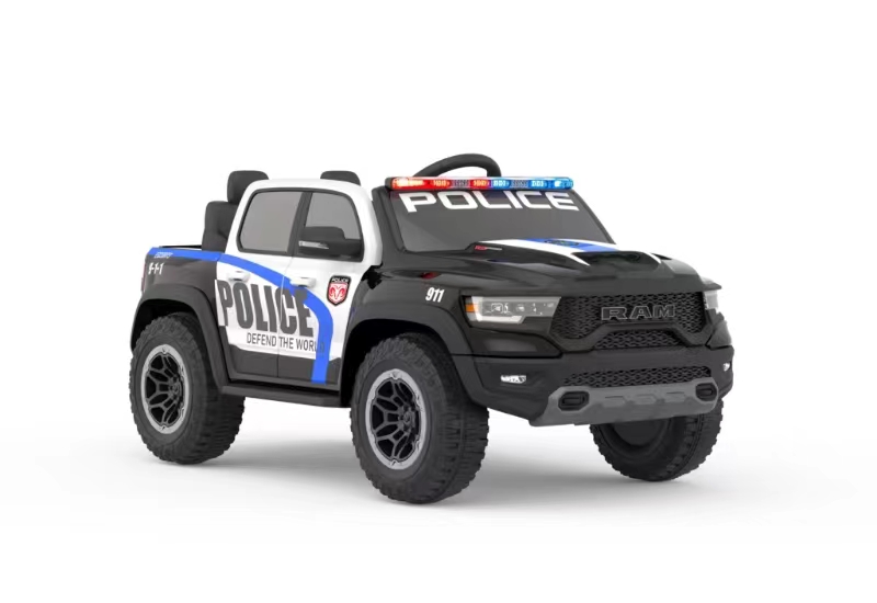 12V Kids Ride On Car with Remote Control,Electric Pickup Truck with Police Light