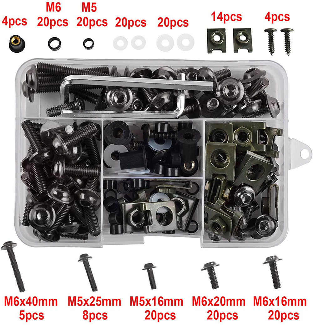 177pcs Motorcycle Sportbike Universal Fairing Bolts Kit Fastener Clips Screws - Picture 19 of 29