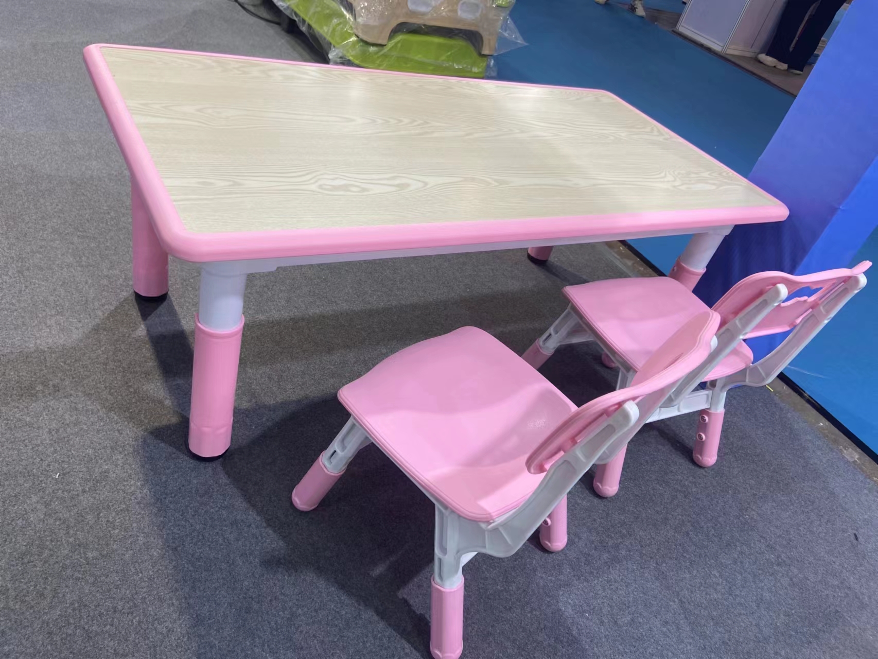 7Pcs Kids Table & 6 Chairs Set, Height Adjustable Graffiti Table for Preschool - Picture 11 of 13