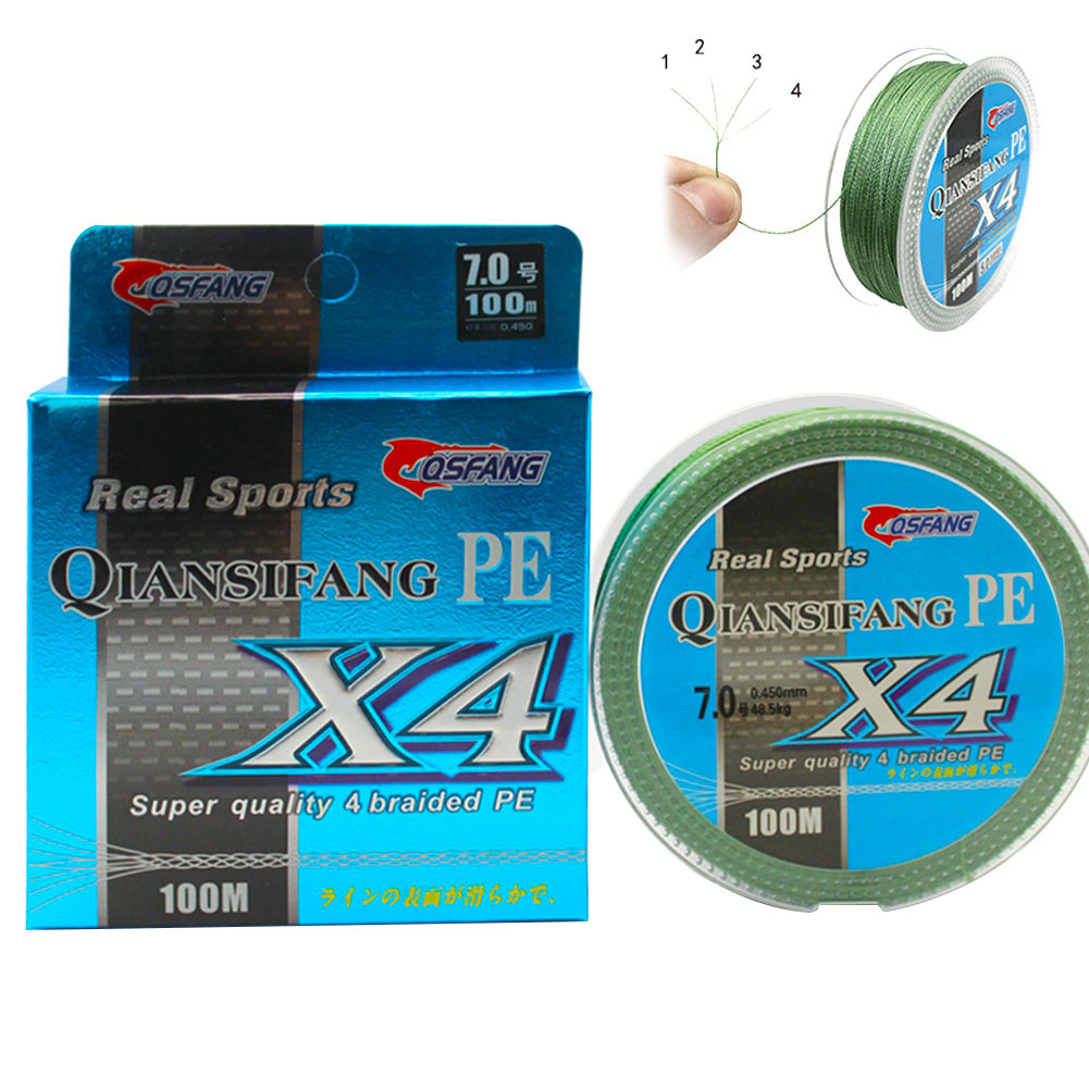 High Tensile Strength 100M PE Strong Sea Braided Fishing Line 4 Strands 10/18LBS