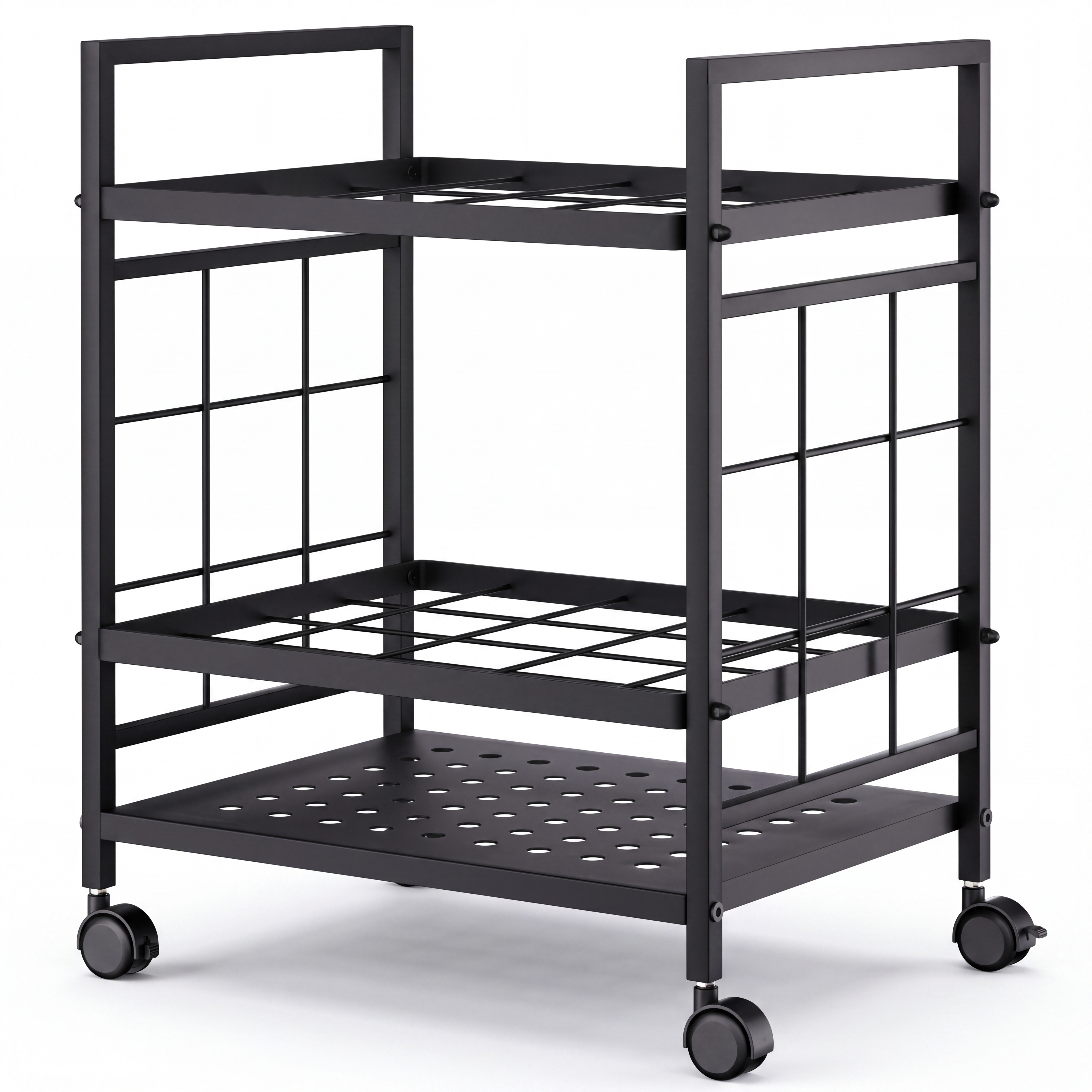 3 Tier Blueprint Storage Rack Heavy Duty Rolling Metal Organizer Cart Casters