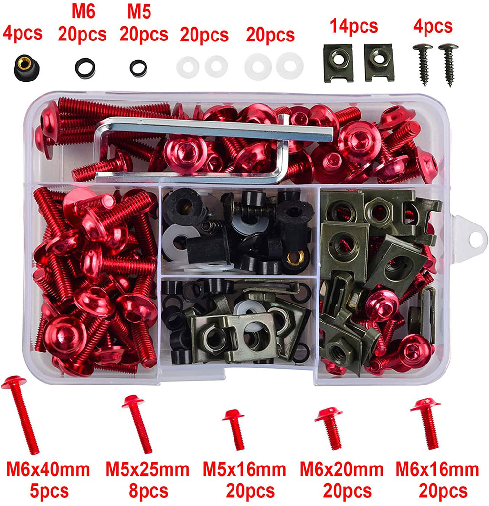 177pcs Motorcycle Sportbike Universal Fairing Bolts Kit Fastener Clips Screws - Picture 26 of 29