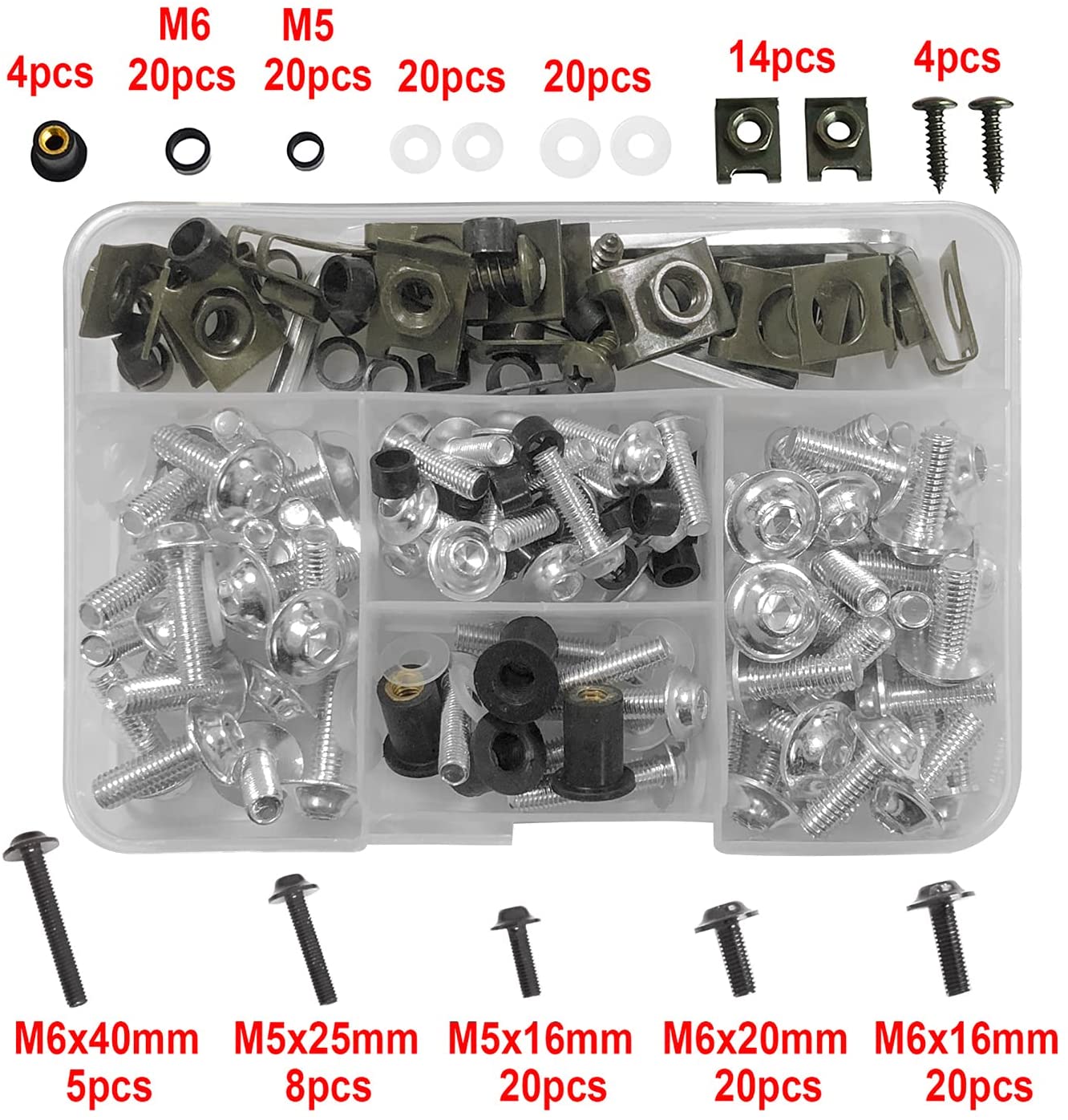 177pcs Motorcycle Sportbike Universal Fairing Bolts Kit Fastener Clips Screws - Picture 29 of 29