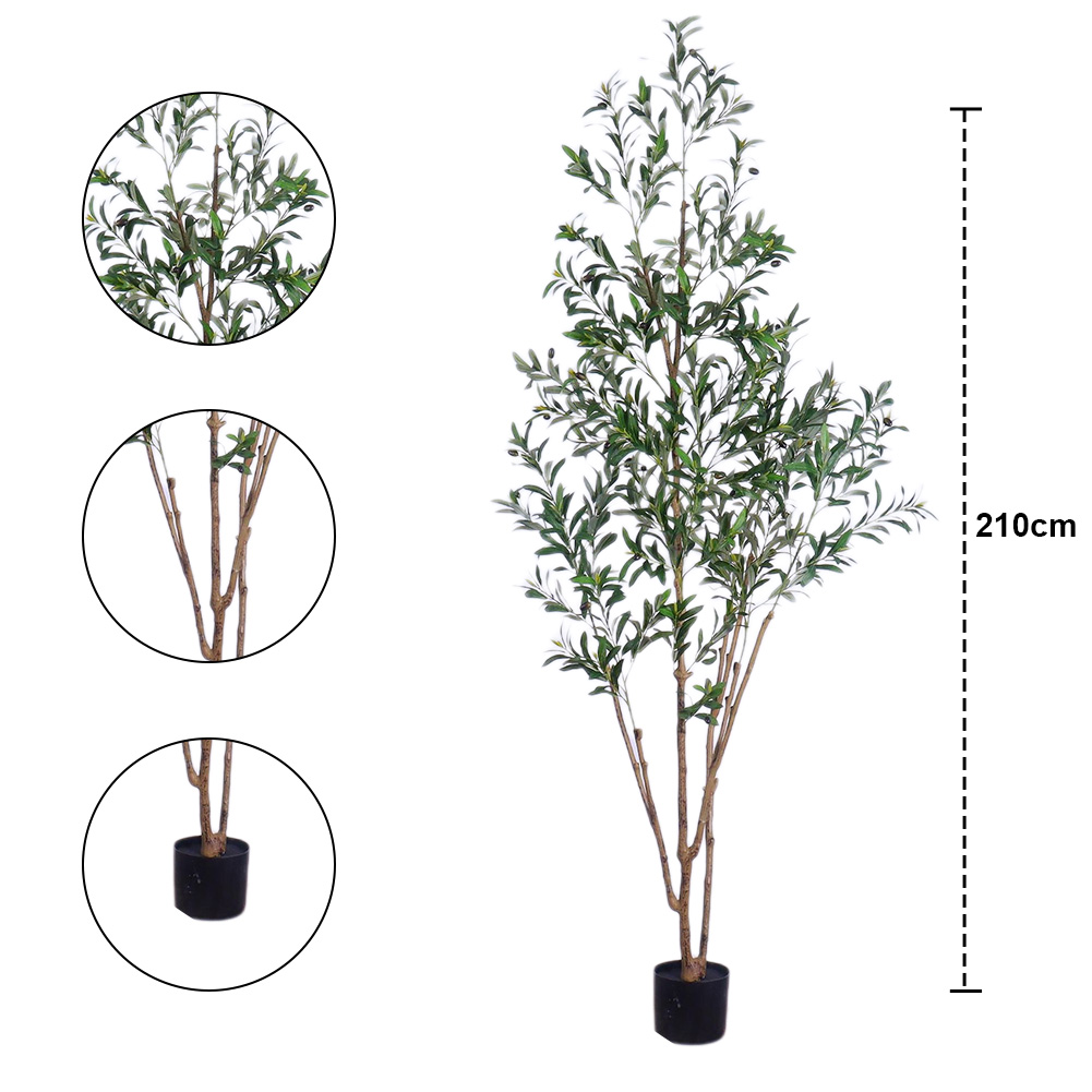 5/6/7ft Tall Artificial Olive Tree Faux Potted Olive Tree w/ Adjustable Branches