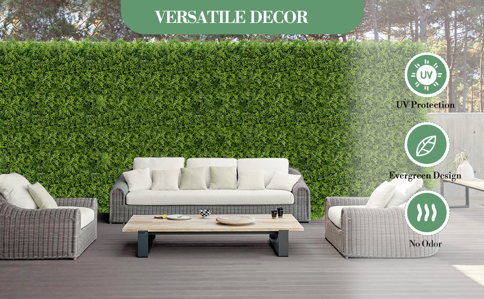 Garvee Paneles De Césped Artificial 12pcs 20x20in Resistente Al Sol Denso 3D PE Material Fácil Montaje Decoración Interior Y Exterior
