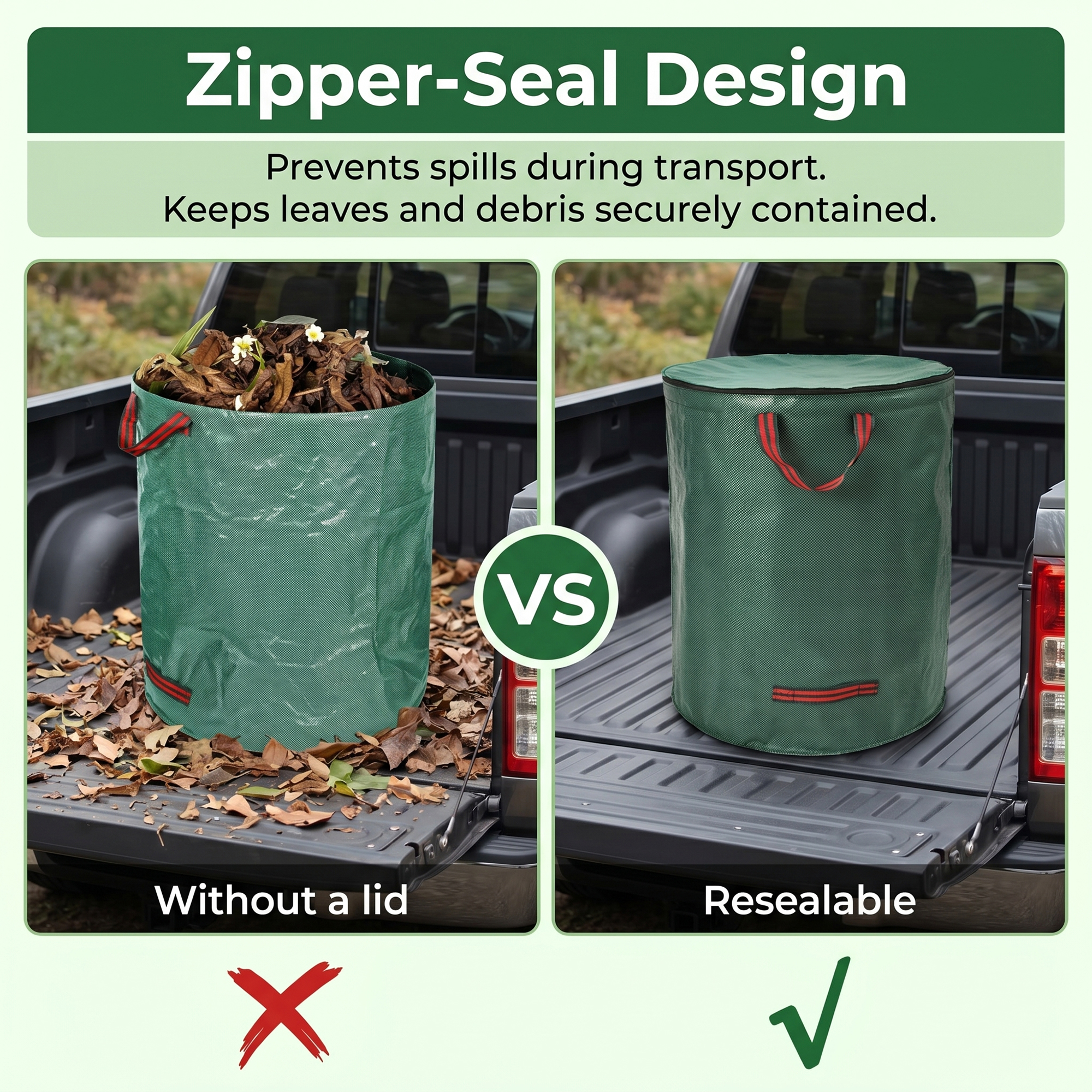 Reusable yard bag with reinforced carrying handles