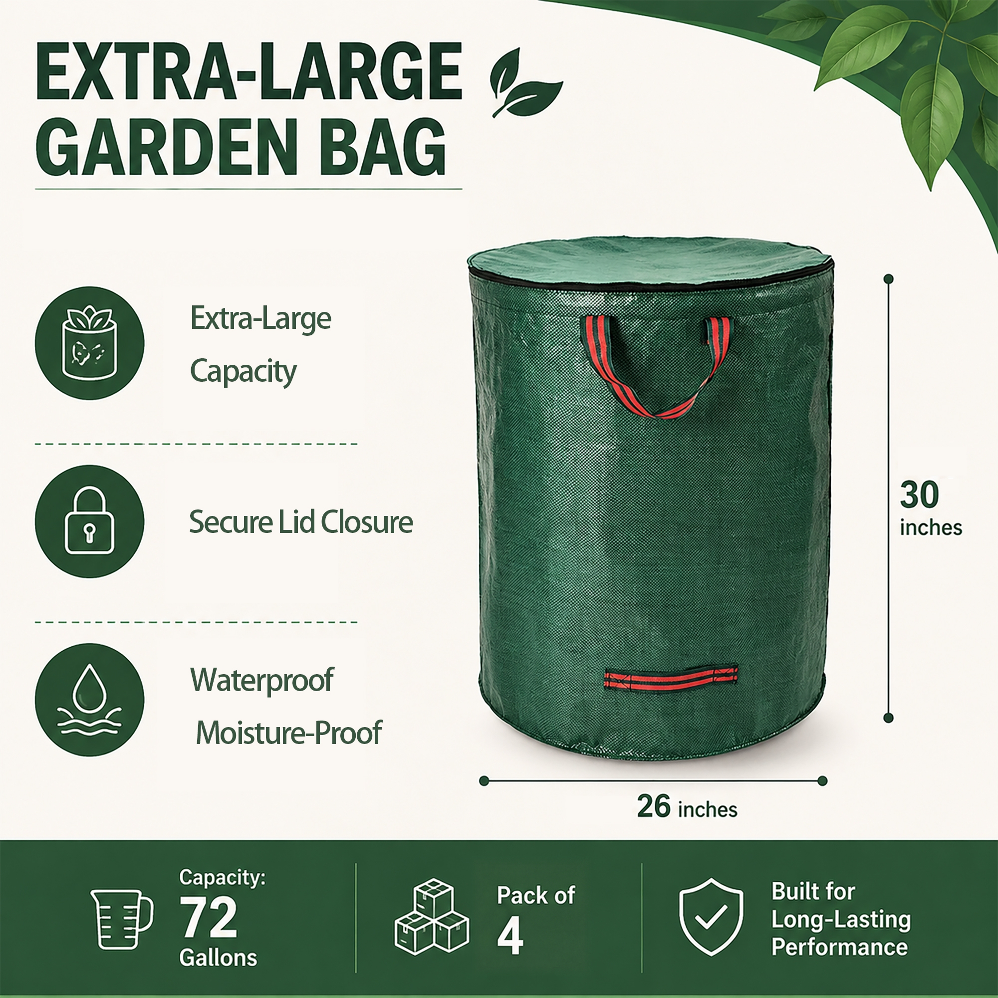 Extra-large garden waste bags for leaves and grass clippings