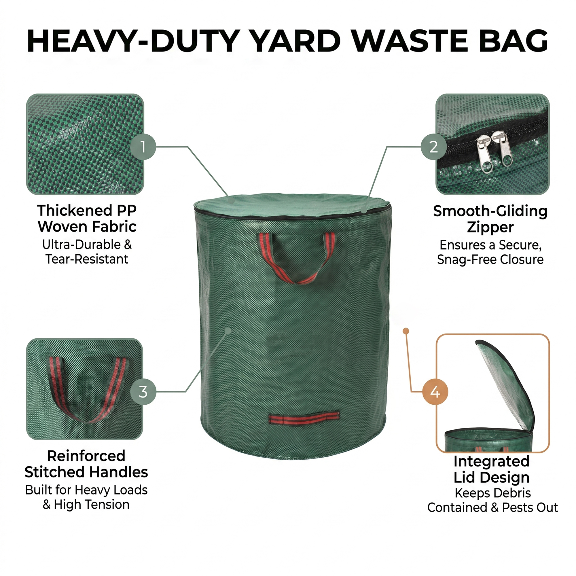 Reusable garden bags for lawn cleanup and outdoor storage
