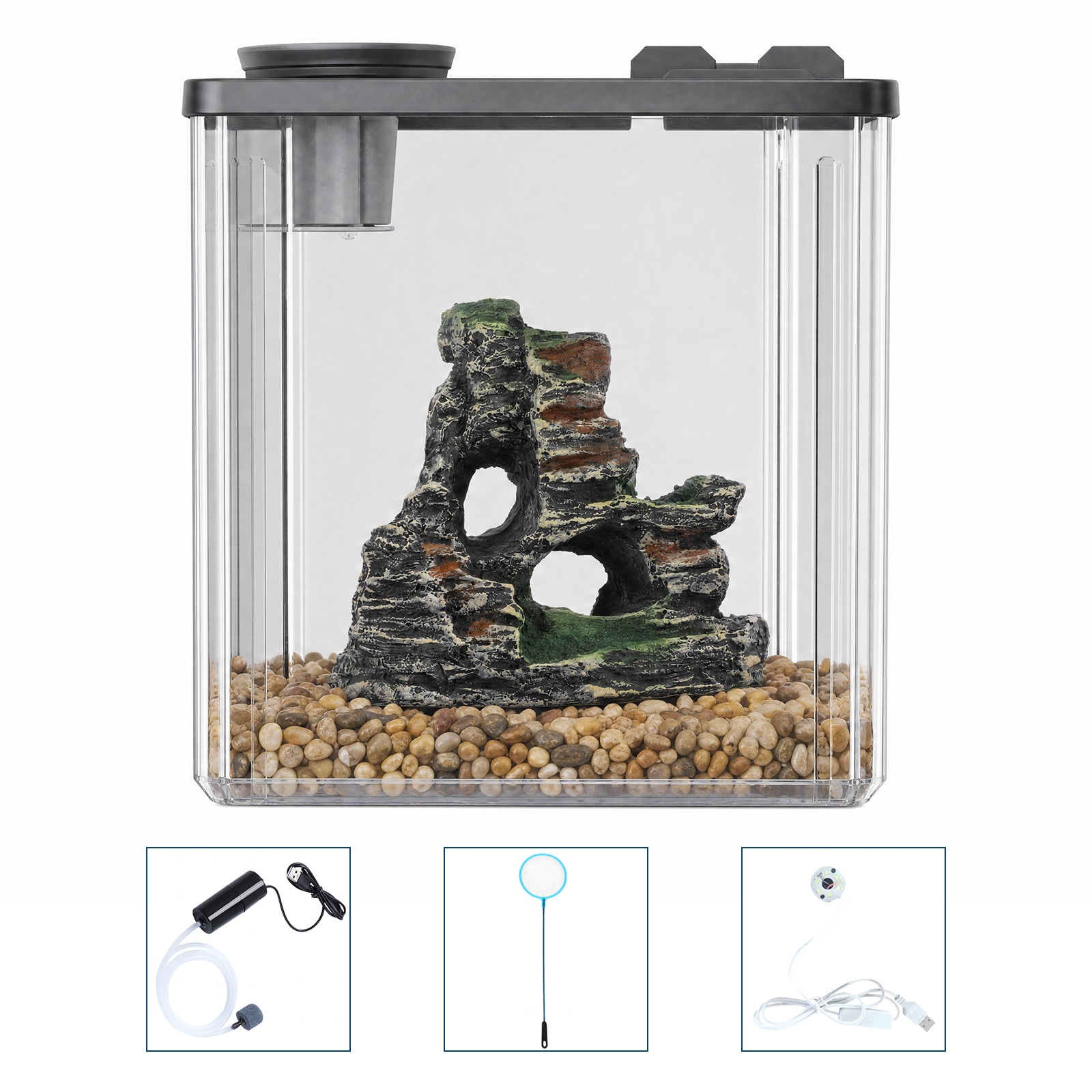 Acquario da 9,5 L con LED e Pompa Aria