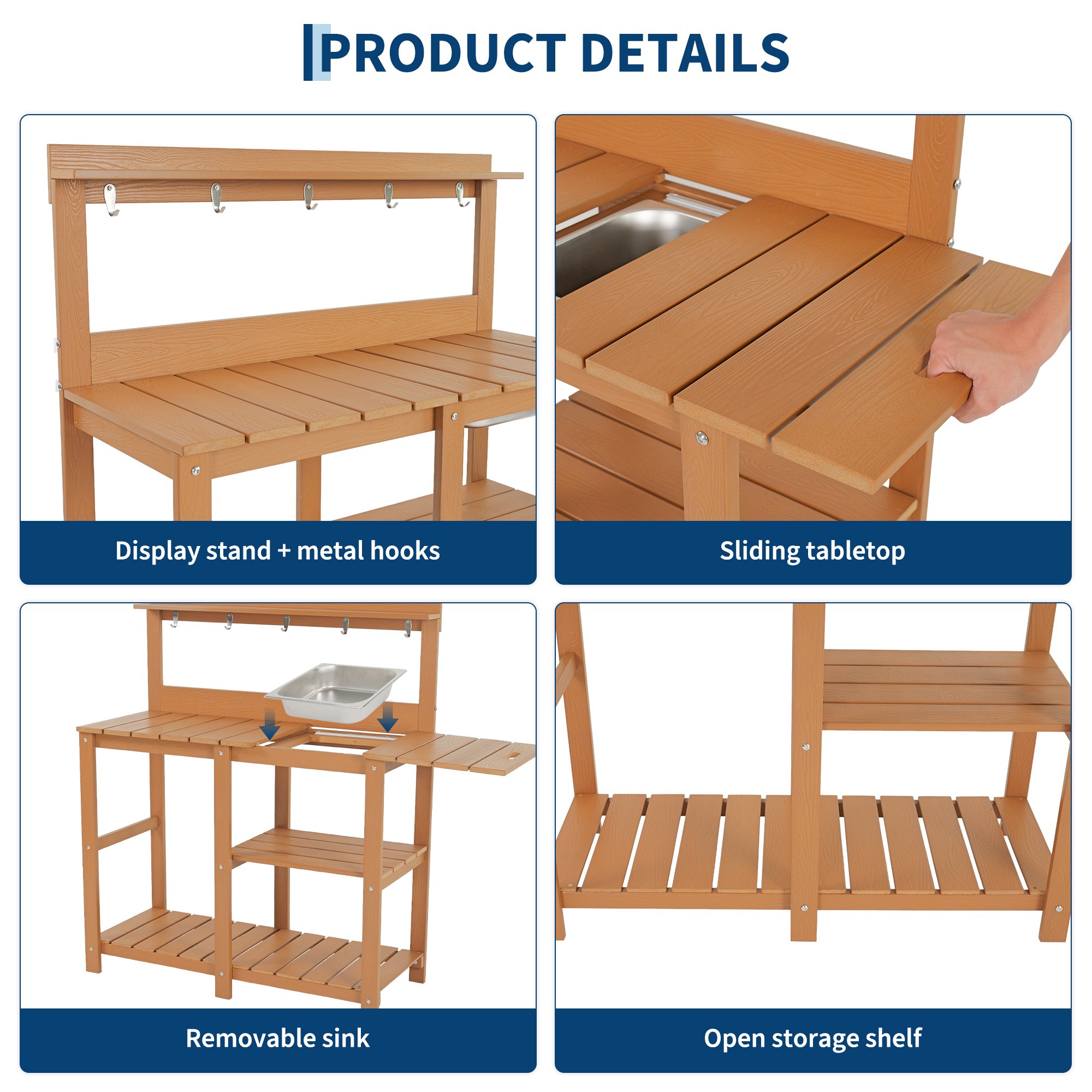 Garvee outdoor potting table garden workstation for patio backyard and greenhouse