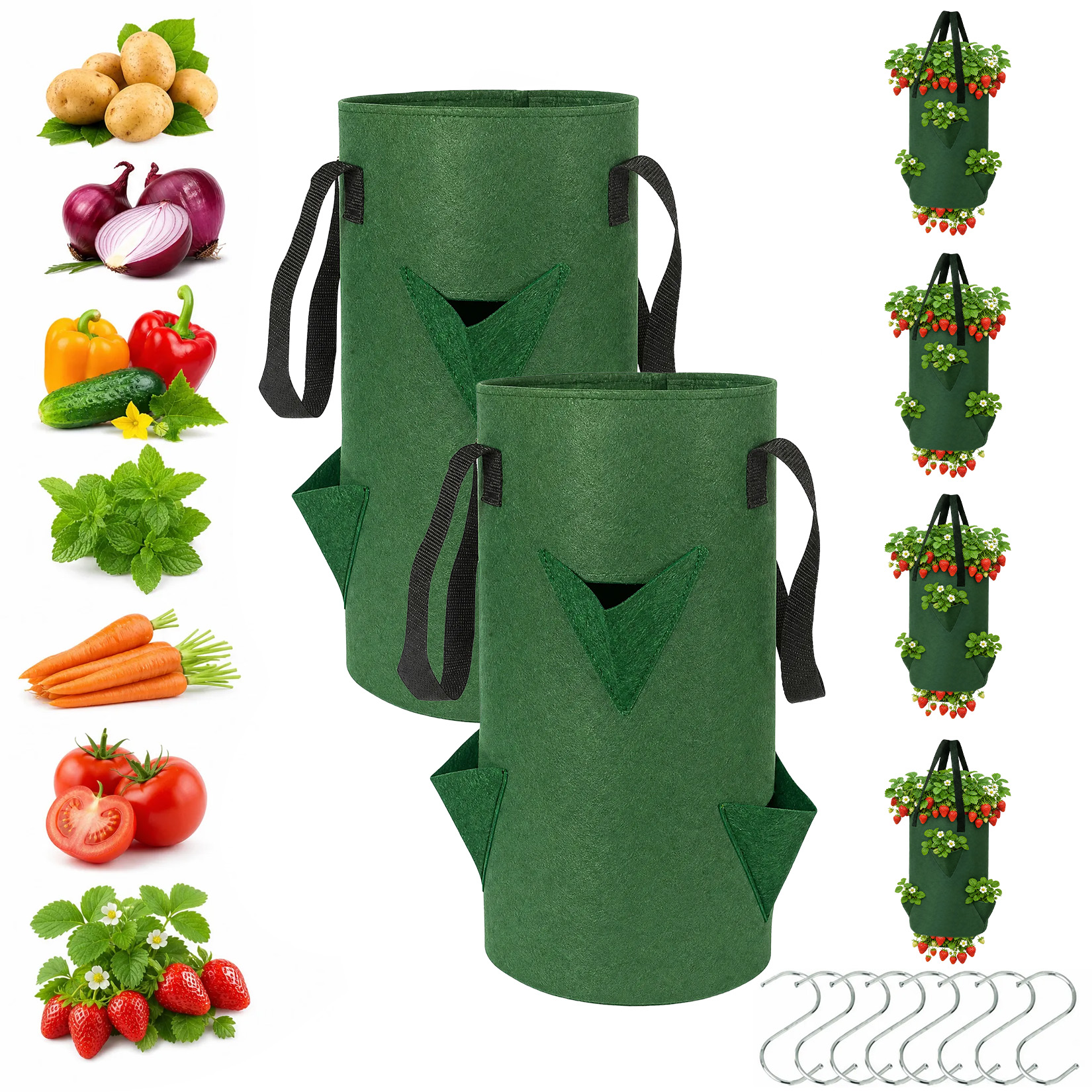 Garvee hanging strawberry planter bags for vertical gardening