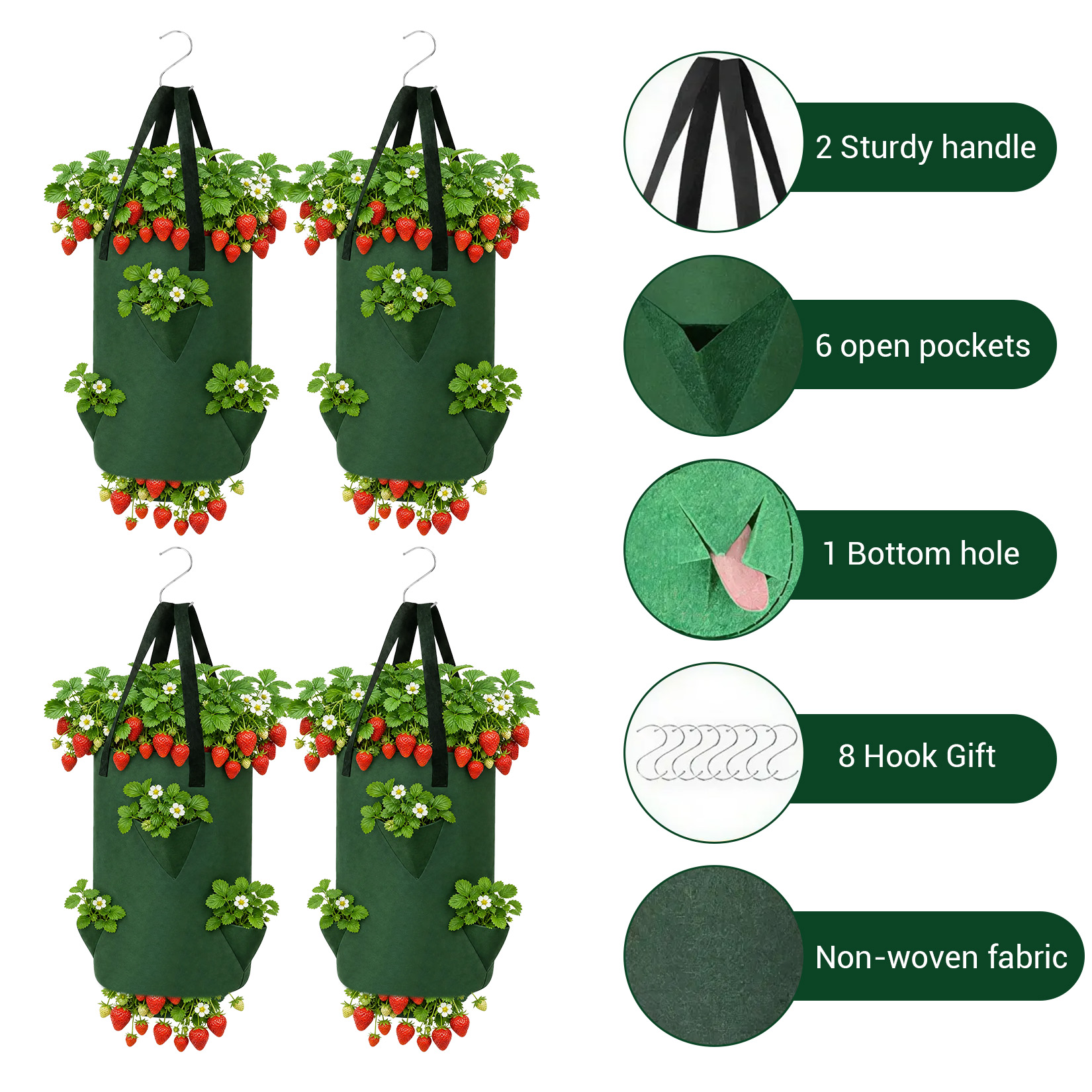 Breathable 300g felt hanging grow bag