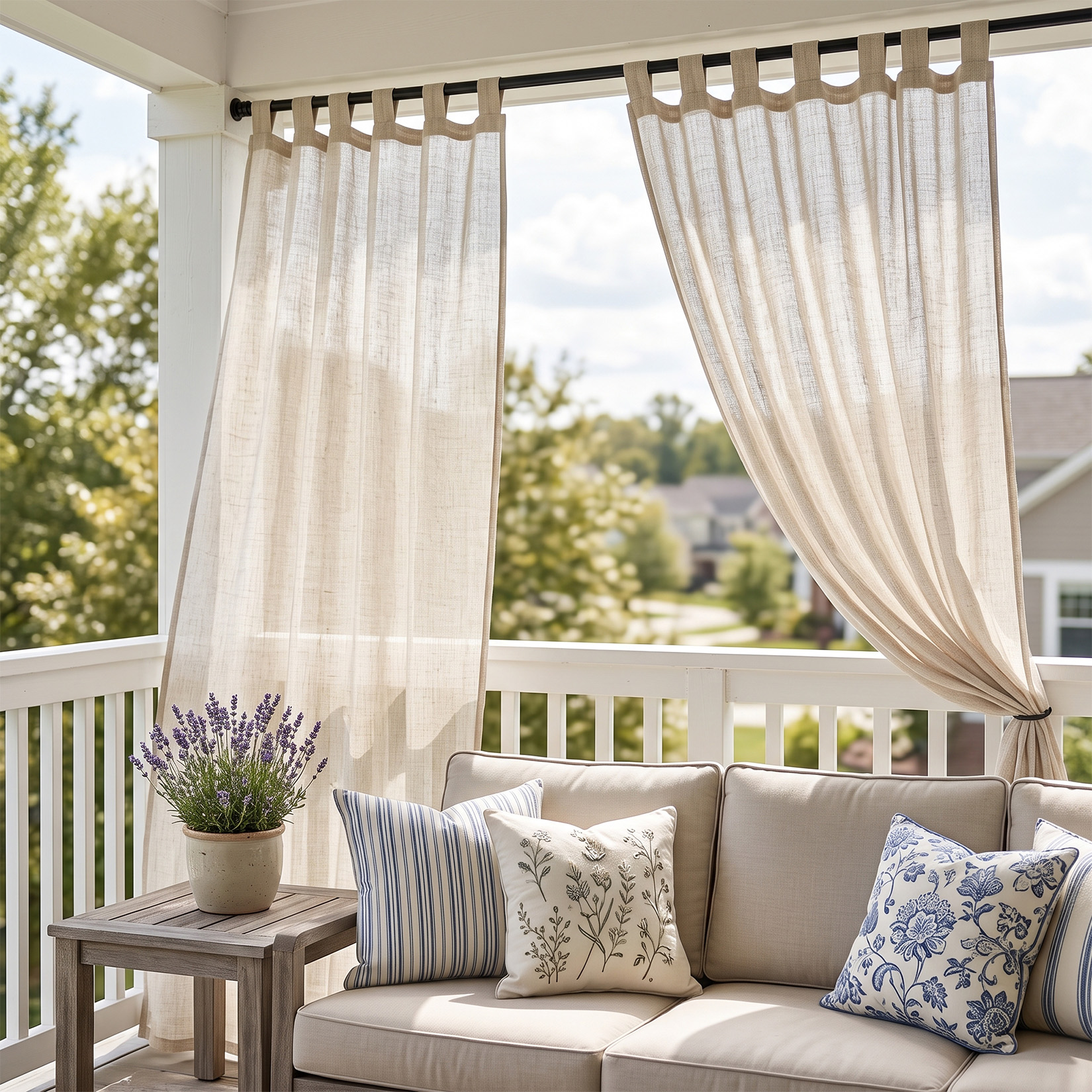 Garvee natural linen-look outdoor curtain panels