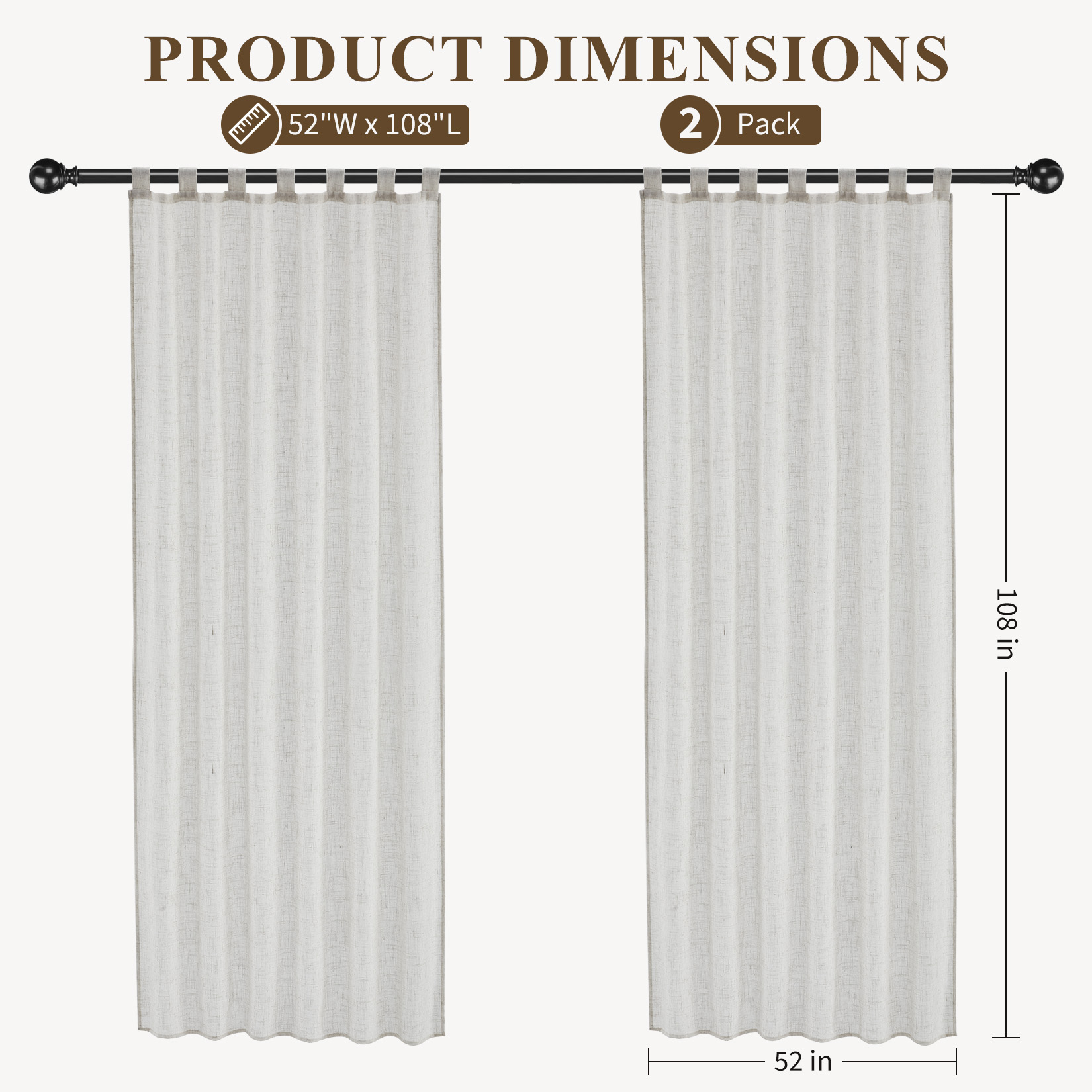 Natural curtain panel softly filtering sunlight
