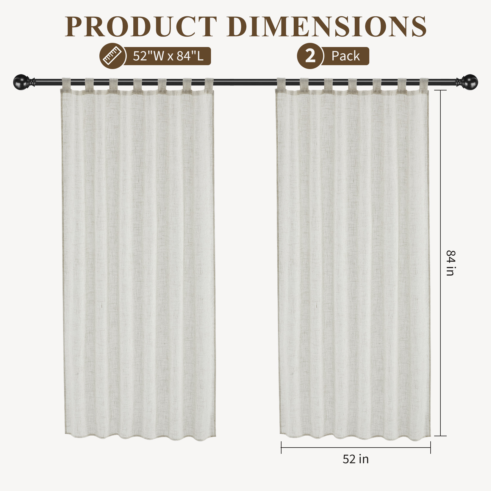 Linen-look curtain panels for gazebo and balcony use