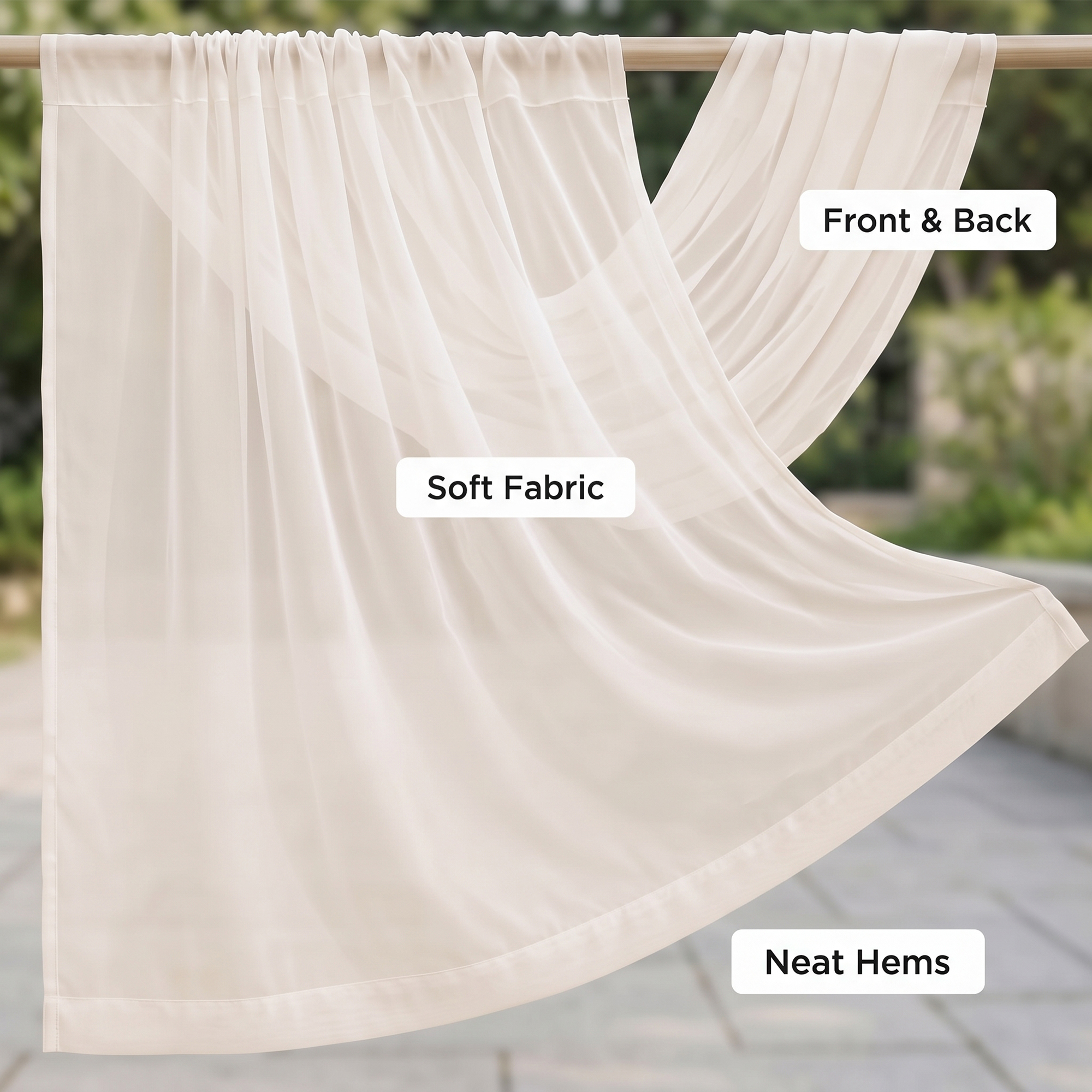 White sheer curtains for patio pergola gazebo and porch