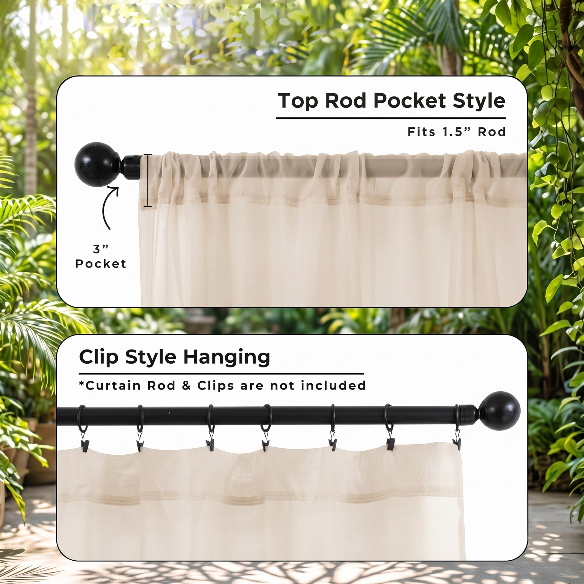 White curtain panel with classic rod pocket design