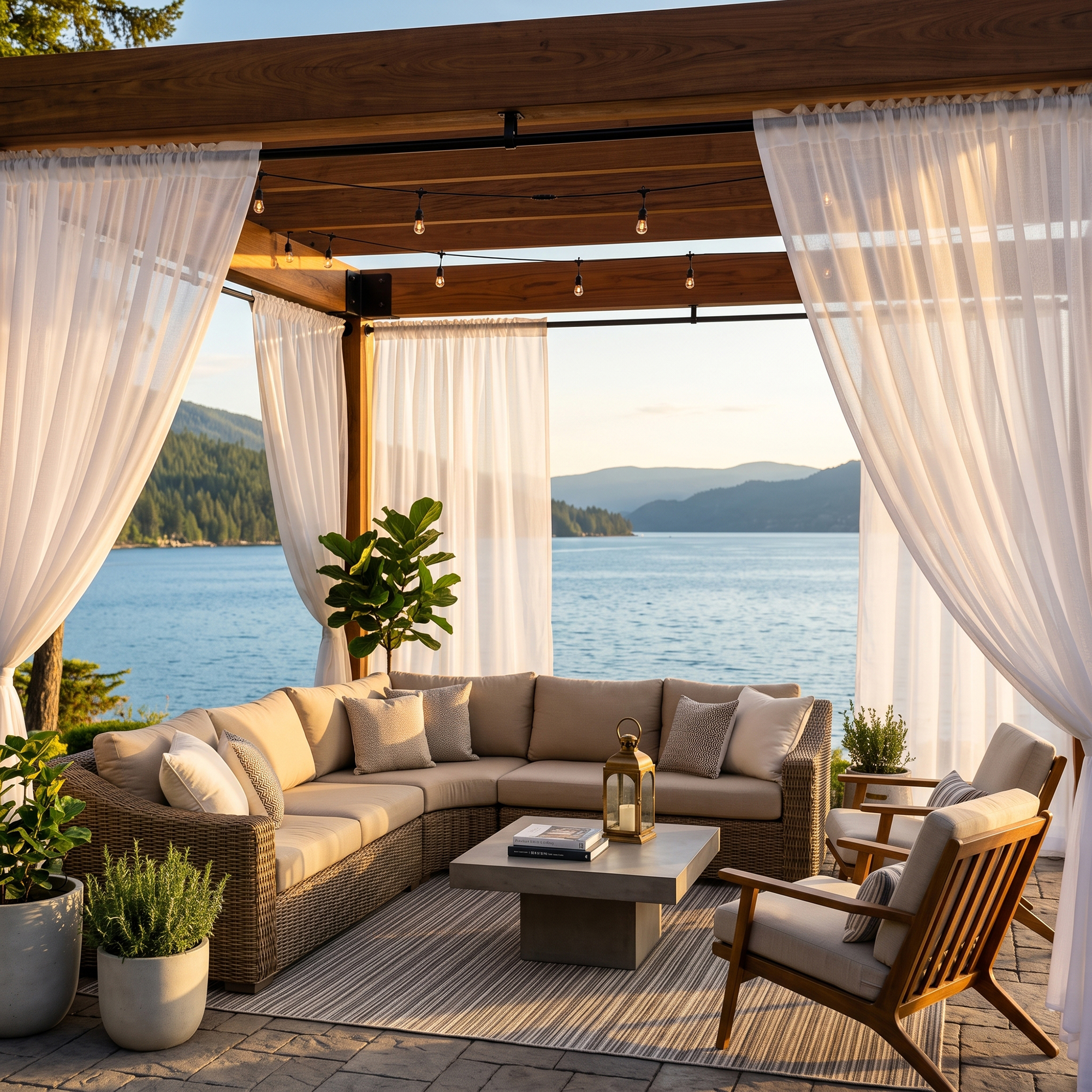 Garvee white sheer outdoor curtains for patio pergola and gazebo