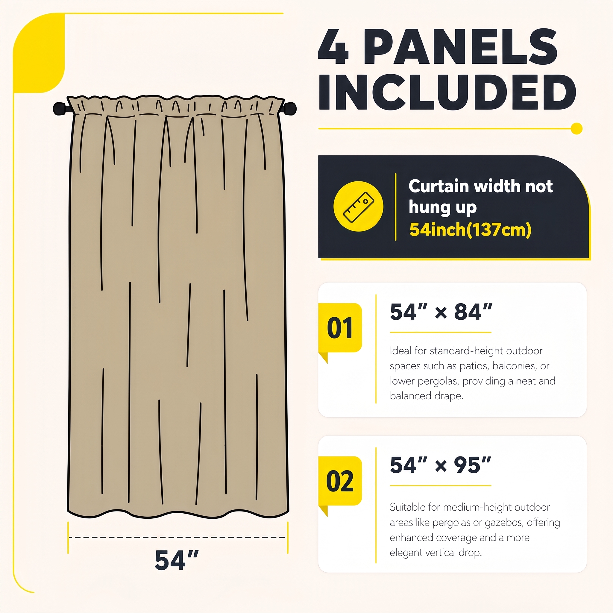 Versatile cream privacy curtains for indoor and outdoor use