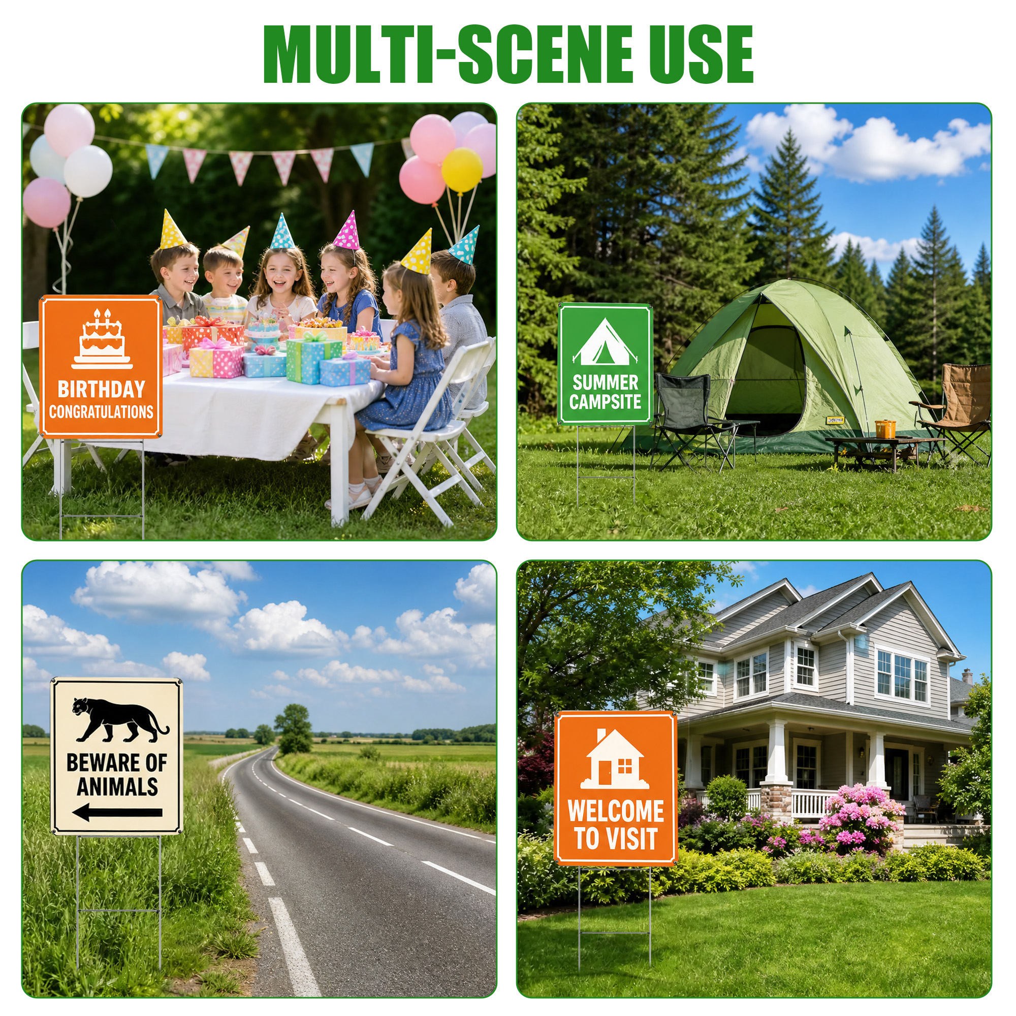 Reusable yard stakes for lawn decorations and garden markers