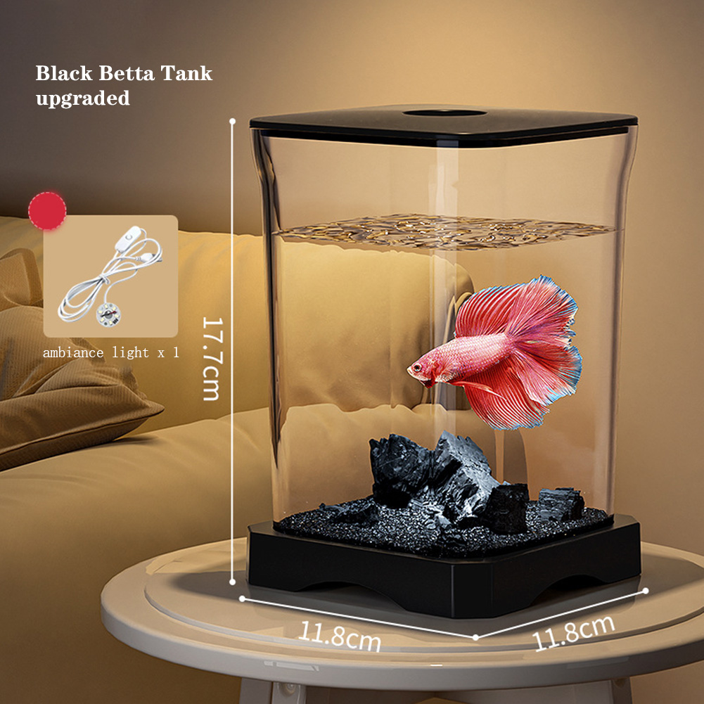 Acuario para Bettas con Luz, Pecera de Escritorio, Tanque Betta, Mini Hogar para Peces - Imagen 15 de 16