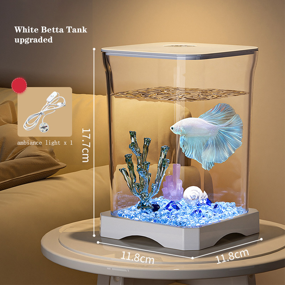 Acuario para Bettas con Luz, Pecera de Escritorio, Tanque Betta, Mini Hogar para Peces - Imagen 16 de 16