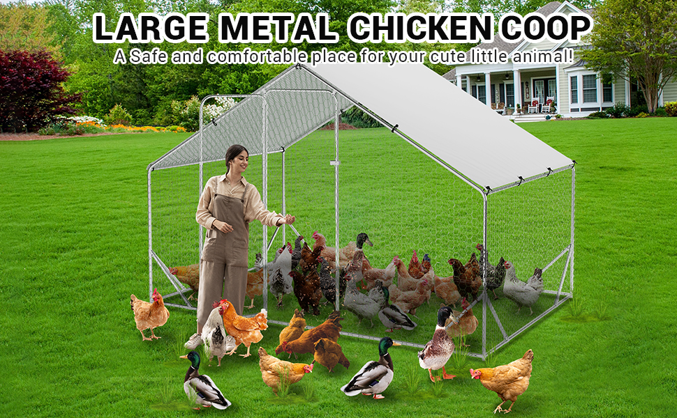 Gallinero metalico Garvee grande para patio y granja