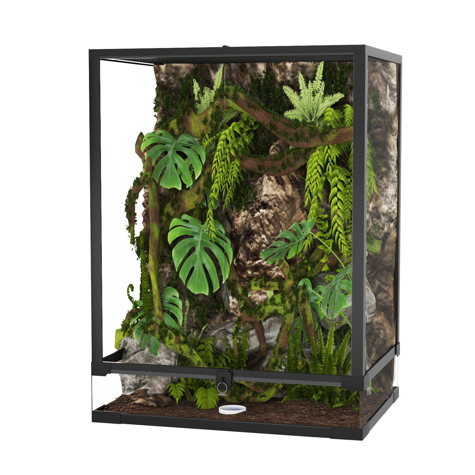 34/45/67 Gallon Reptile Terrarium Tank Aluminum Frame Secure Lock Ventilated