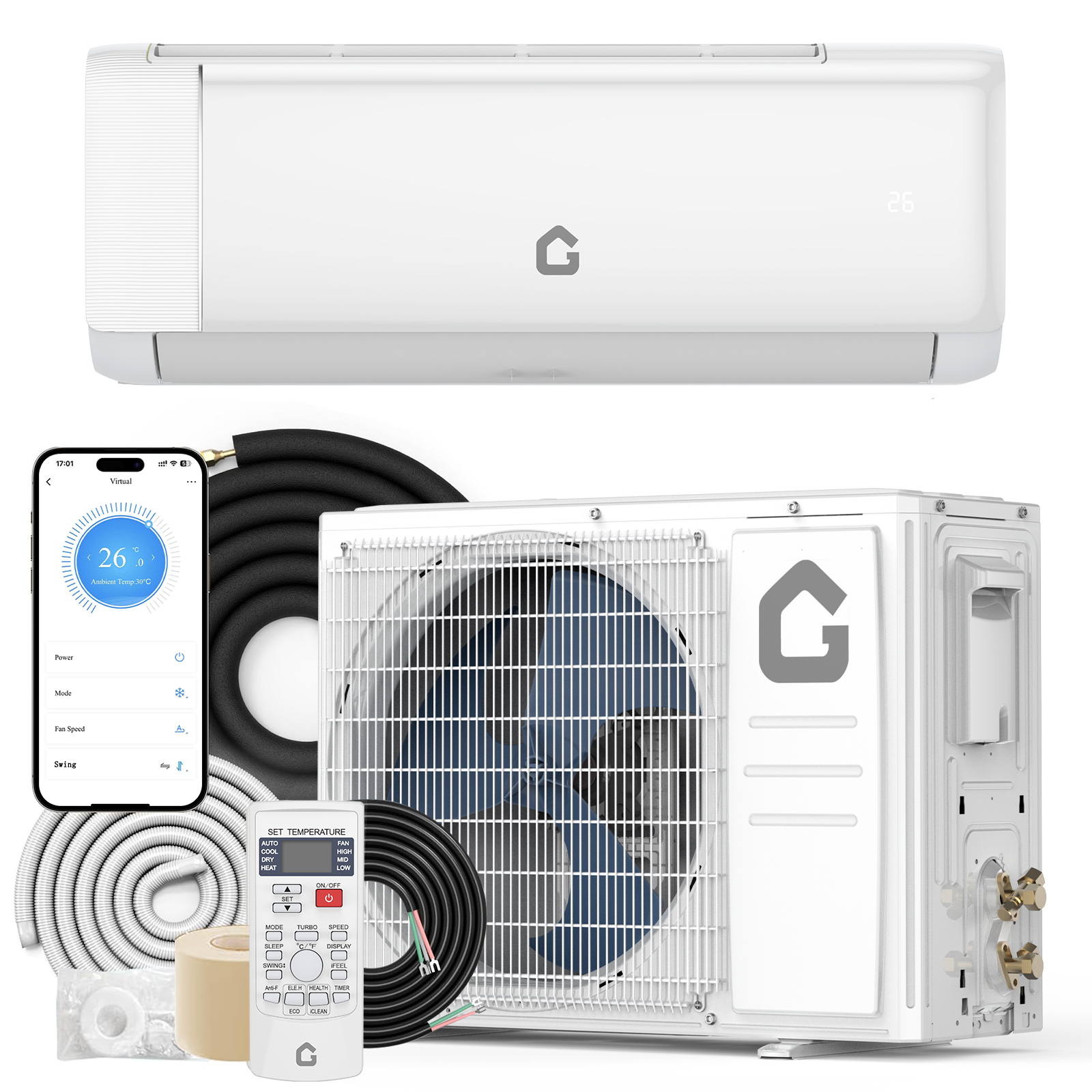 Mini Split Air Conditioner Ductless Inverter AC System SEER 18.5-22 110V/230V