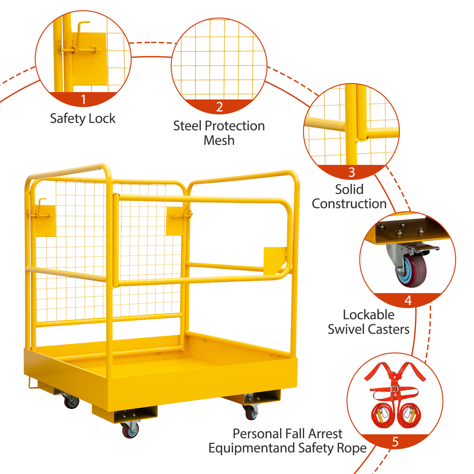 Estructura de acero al carbono plegable de alta visibilidad para carretillas elevadoras