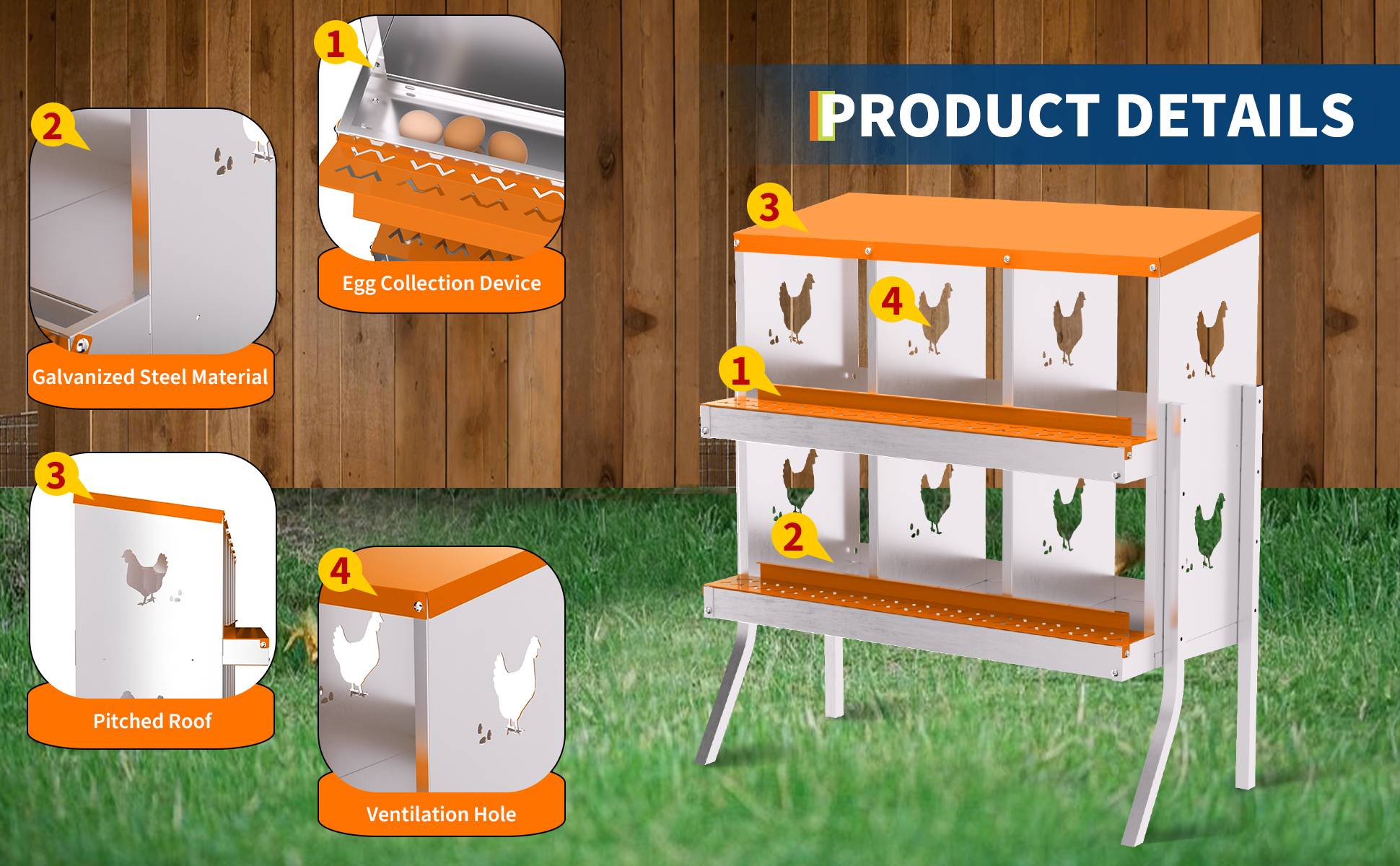 Ambiente limpio y ventilado nido de gallinas