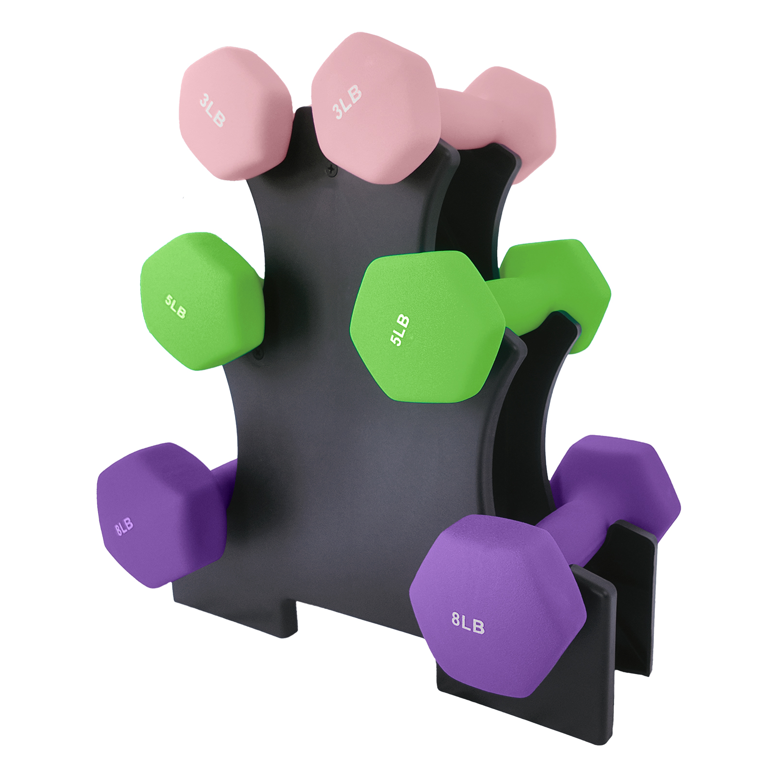 Garvee 3-8 lb Neoprene Dumbbells Set with Storage Rack