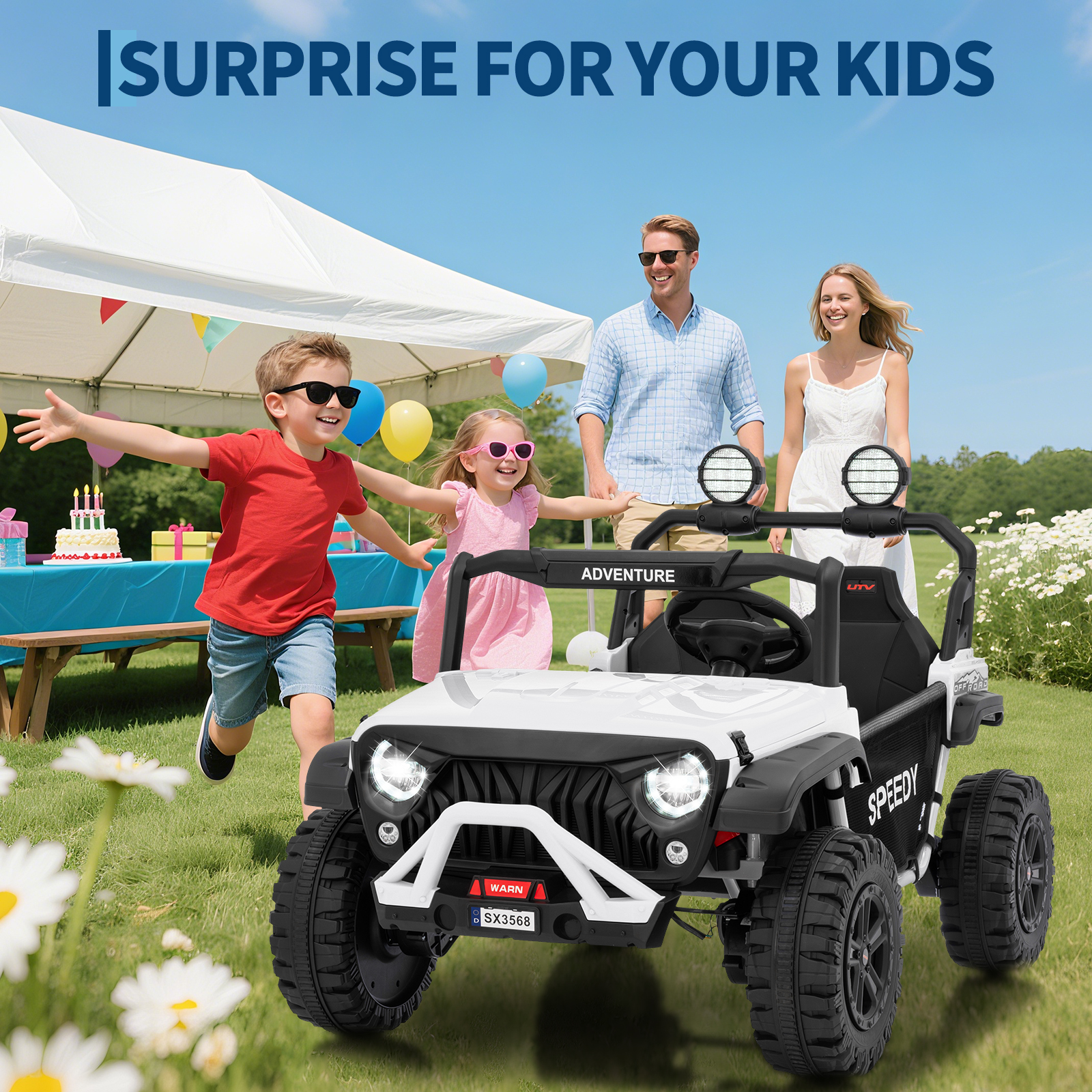 24V 2Seater 4WD Kids Ride On Truck Remote Suspension LED Dual Storage Music