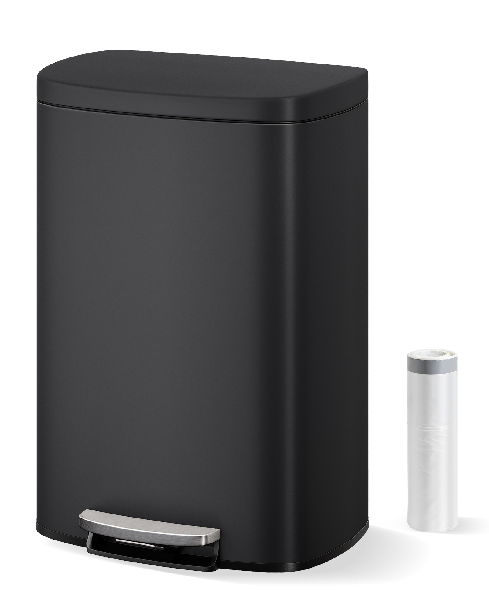Home Trash Can 13Gal/50L Stainless Step Pedal Soft Close Removable Bucket