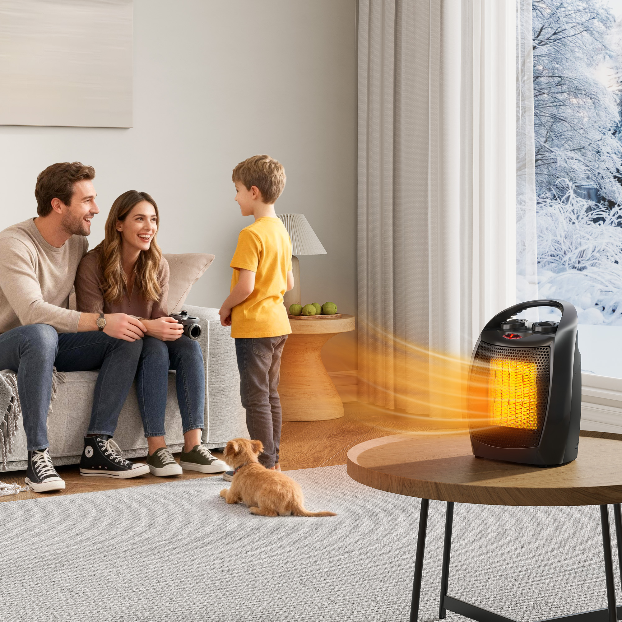 1500W/750W Ceramic Space Heater with Thermostat Fan Overheat Protection Office - Produktbild 1