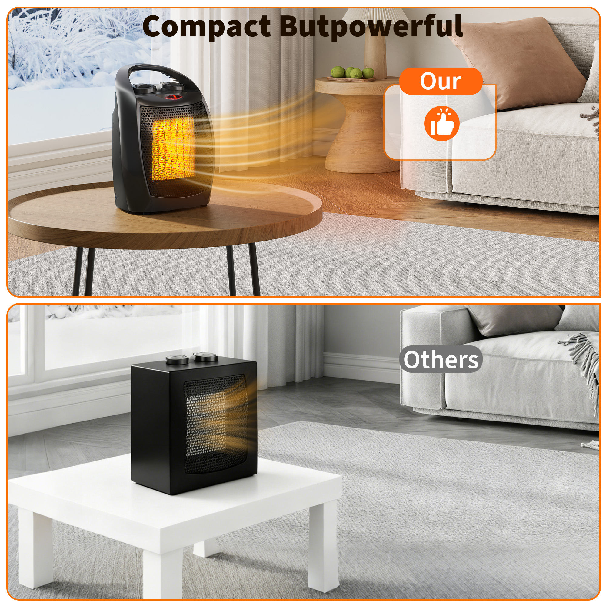 1500W/750W Ceramic Space Heater with Thermostat Fan Overheat Protection Office - Produktbild 8